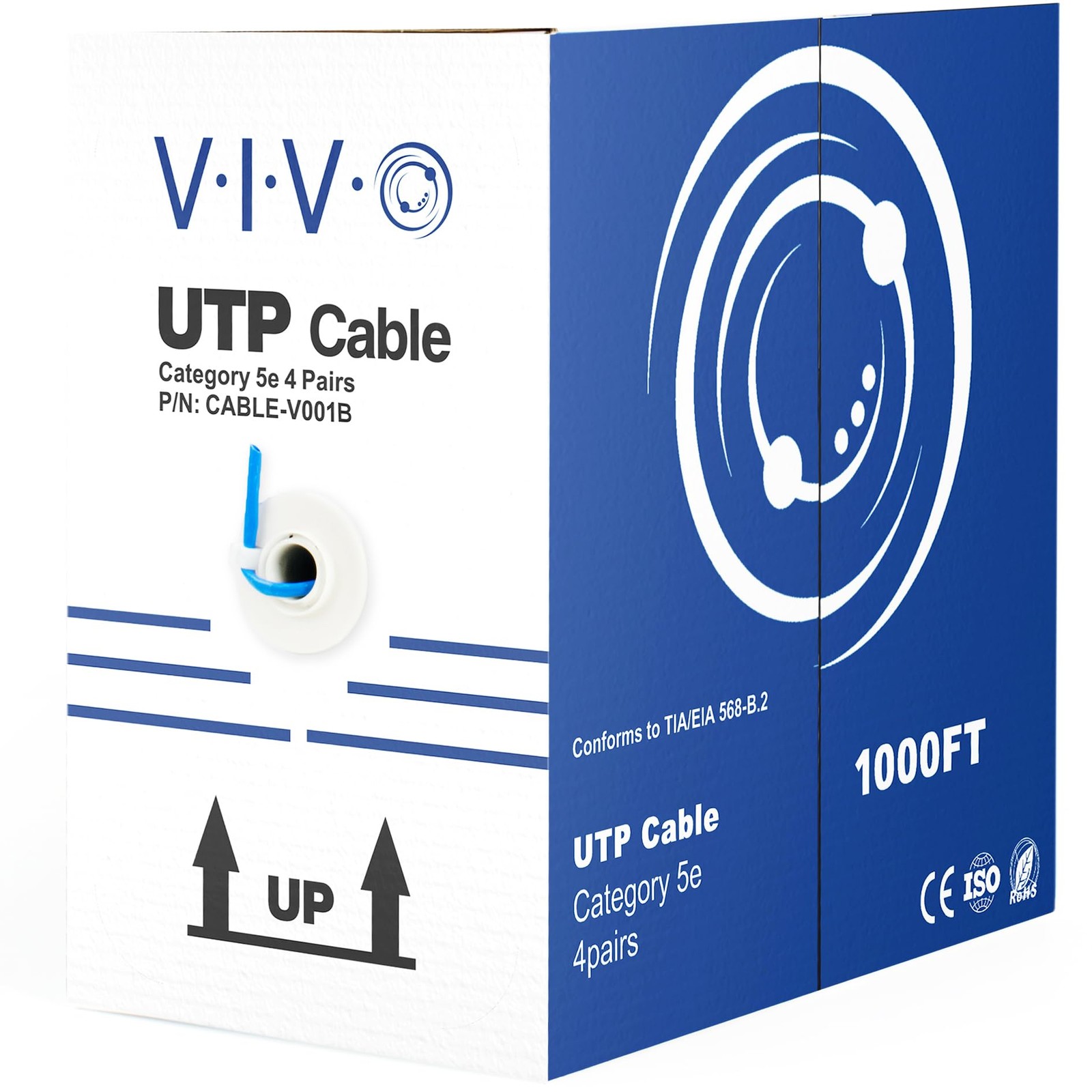 Cat5e Ethernet Cable 1000ft CCA 24AWG UTP Pull Box LAN Network Blue