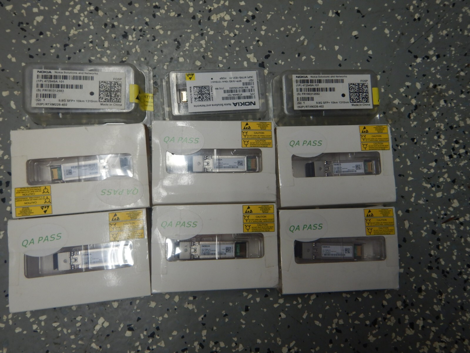 Lot of 9 Nokia Nokia 472949A. 9.8G 1310nm SM 10km SFP+ Module Fiber Transceiver