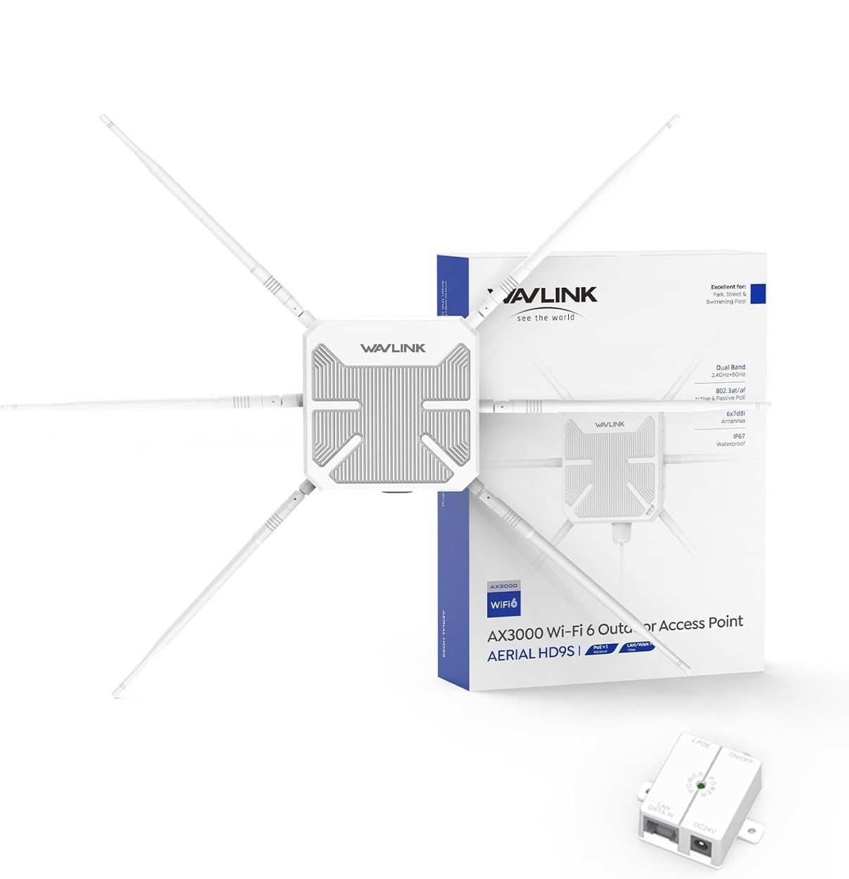 WAVLINK AERIAL HD9S AX3000 Outdoor WiFi 6 Extender, 6x7dBi, IP67, New