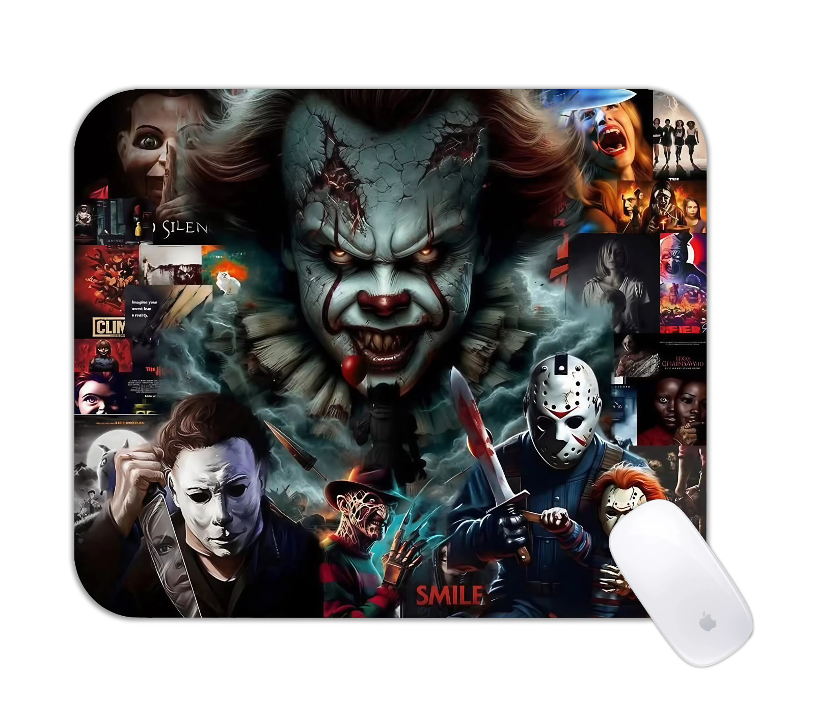 Horror Movie Characters Desk Mat Dark Spooky Gaming Mouse Pad