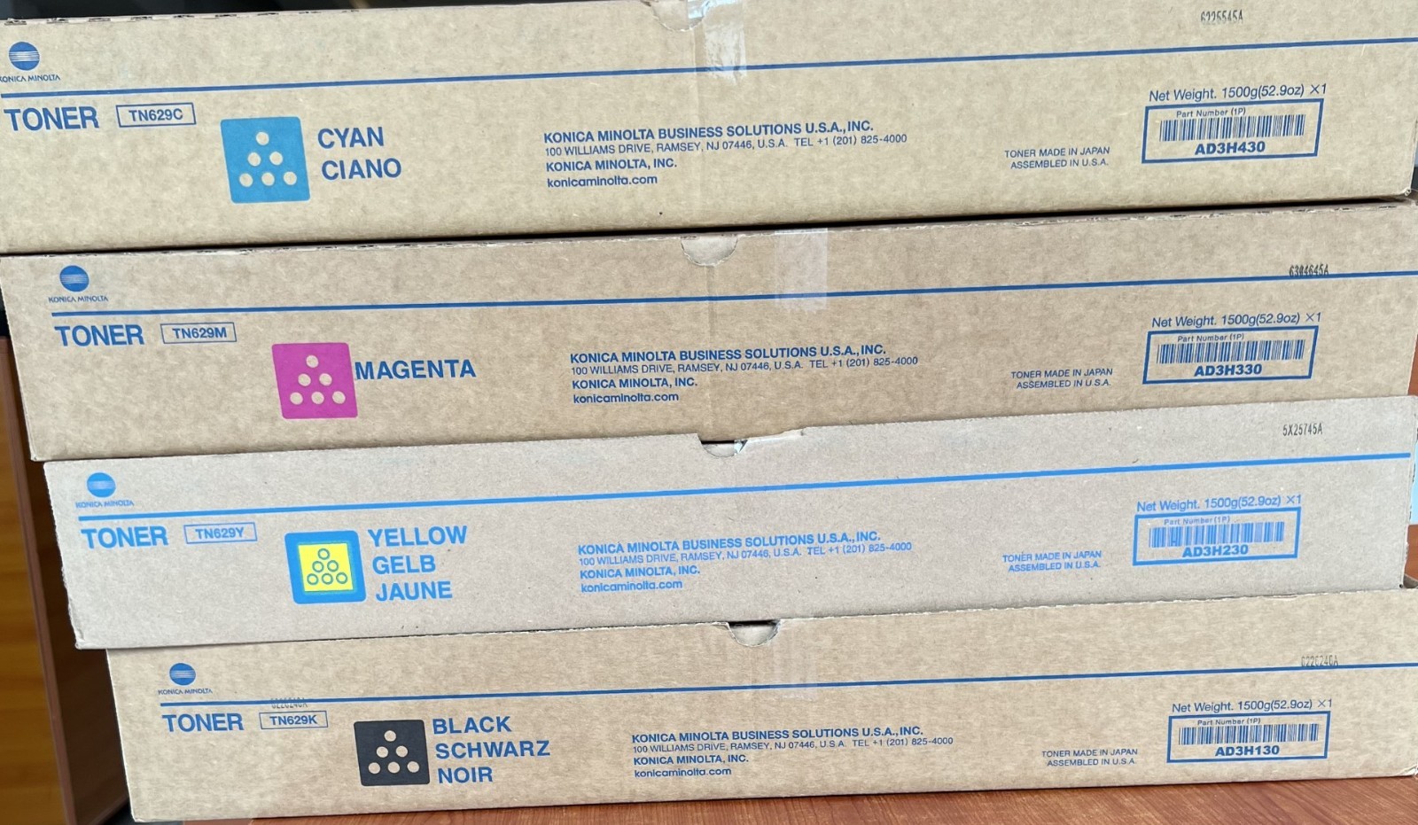 Konica Minolta TN629 Genuine Magenta, Cyan, Black, Yellow Toner Cartridge Set...