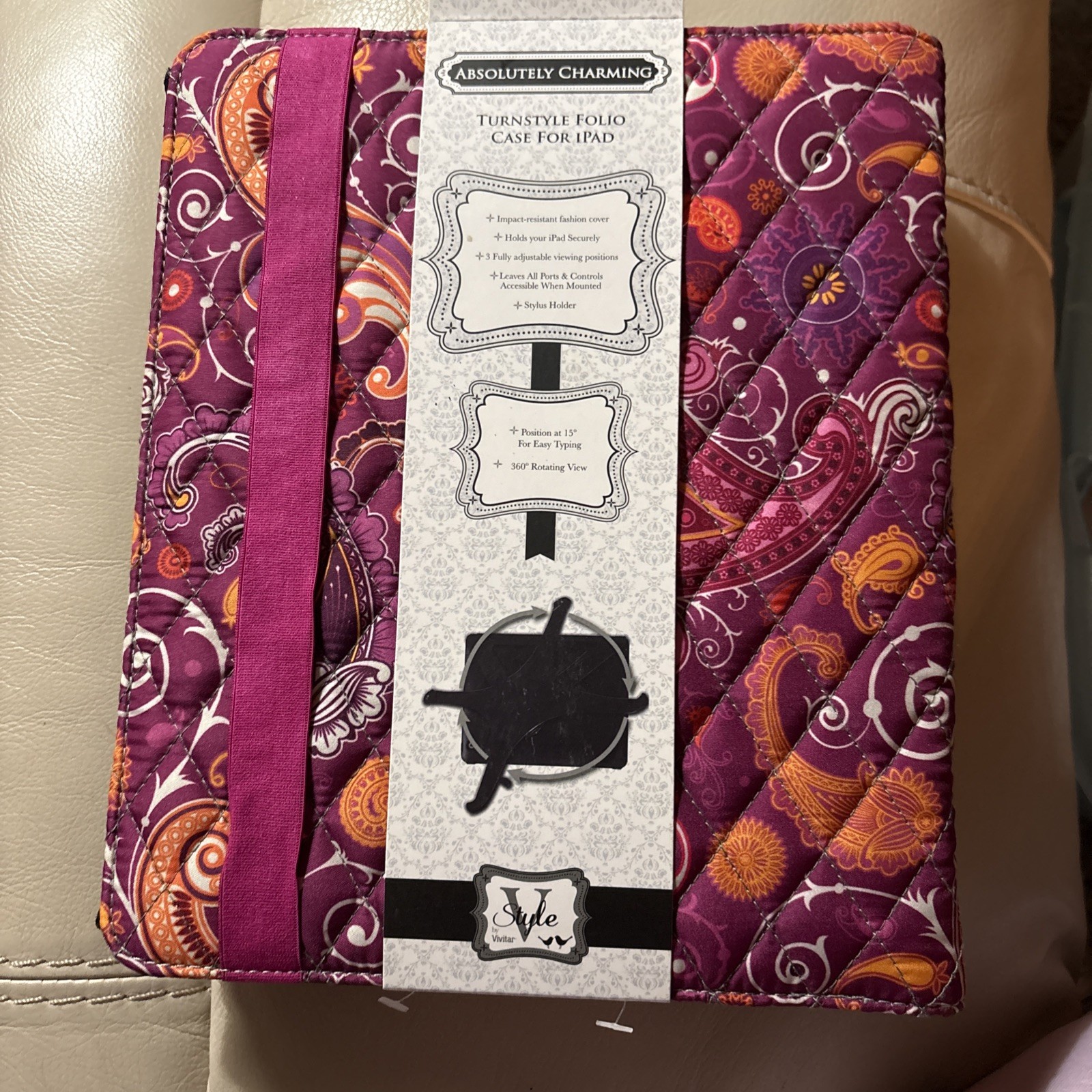 Absolutely Charming Turnstyle Folio Case For iPad by 360° Rotating View. Nwts