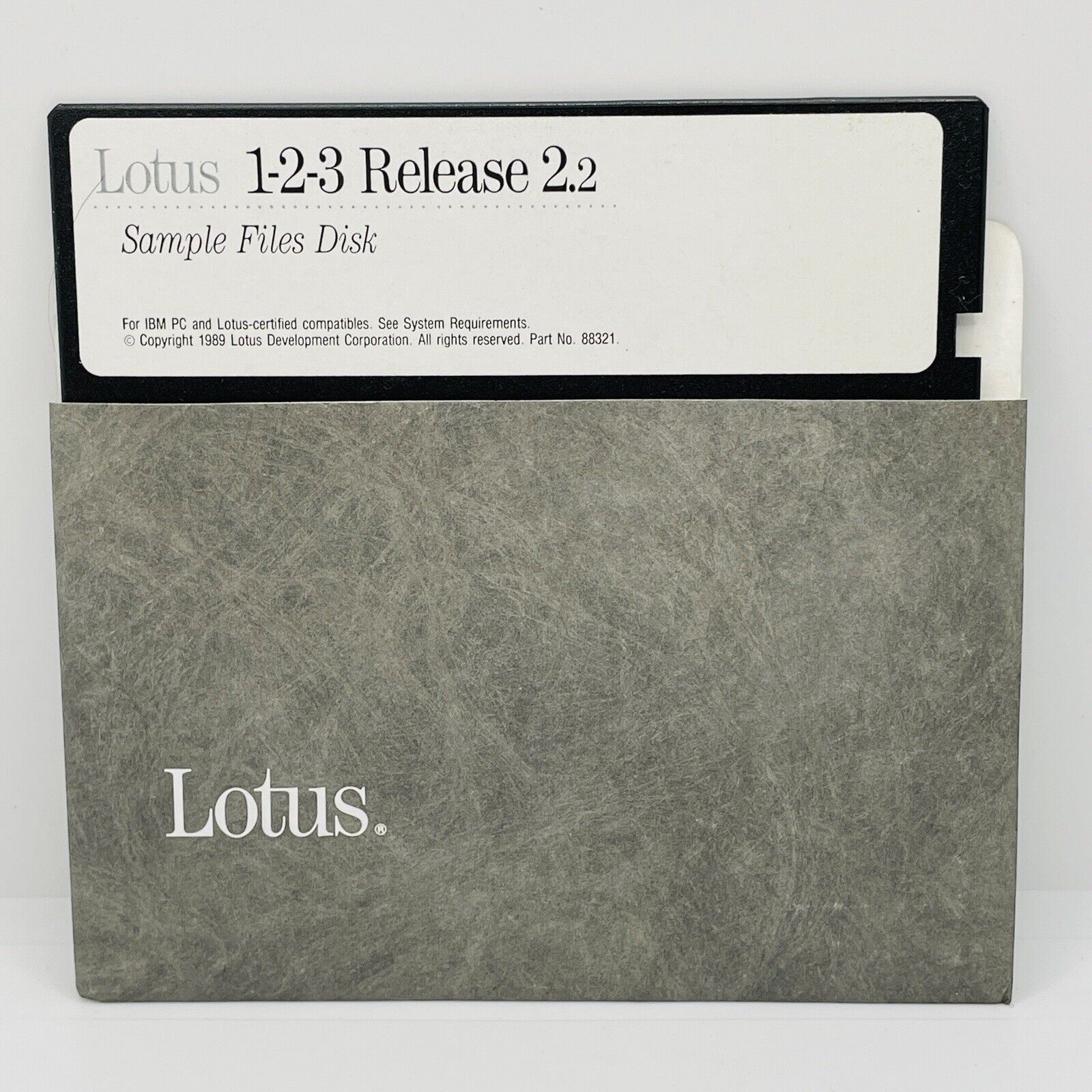 1989 Lotus 1-2-3 Release 2.2 SAMPLE FILES DISK, Vintage Floppy Part No. 88321