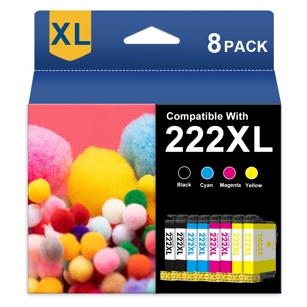 8 Pack T222XL 222XL Replacement Ink Cartridges for Epson WF-2960 XP-5200 Printer