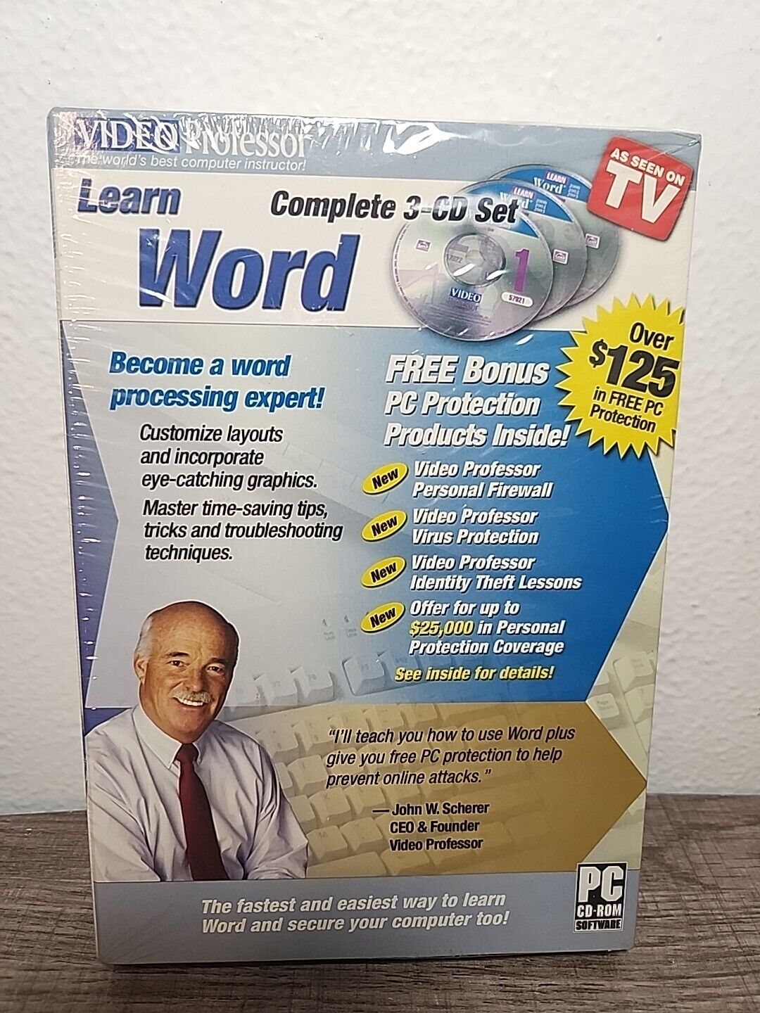 VIDEO PROFESSOR LEARN WORD COMPLETE 3-CD SET VINTAGE NEW FACTORY SEALED 