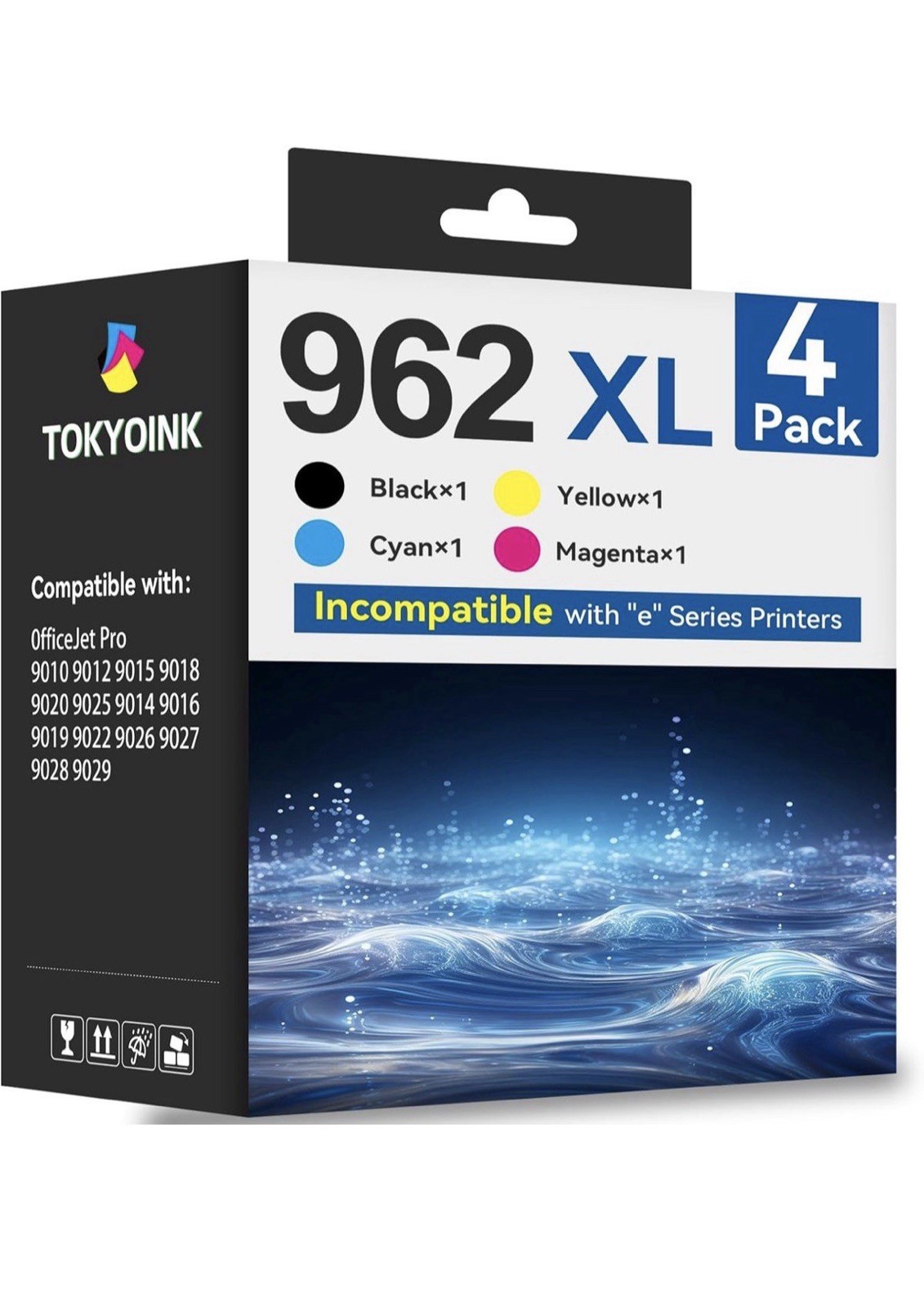 TOKYOINK 962XL Ink Cartridge Black Cyan Magenta Yellow for HP 9010 9012 9014