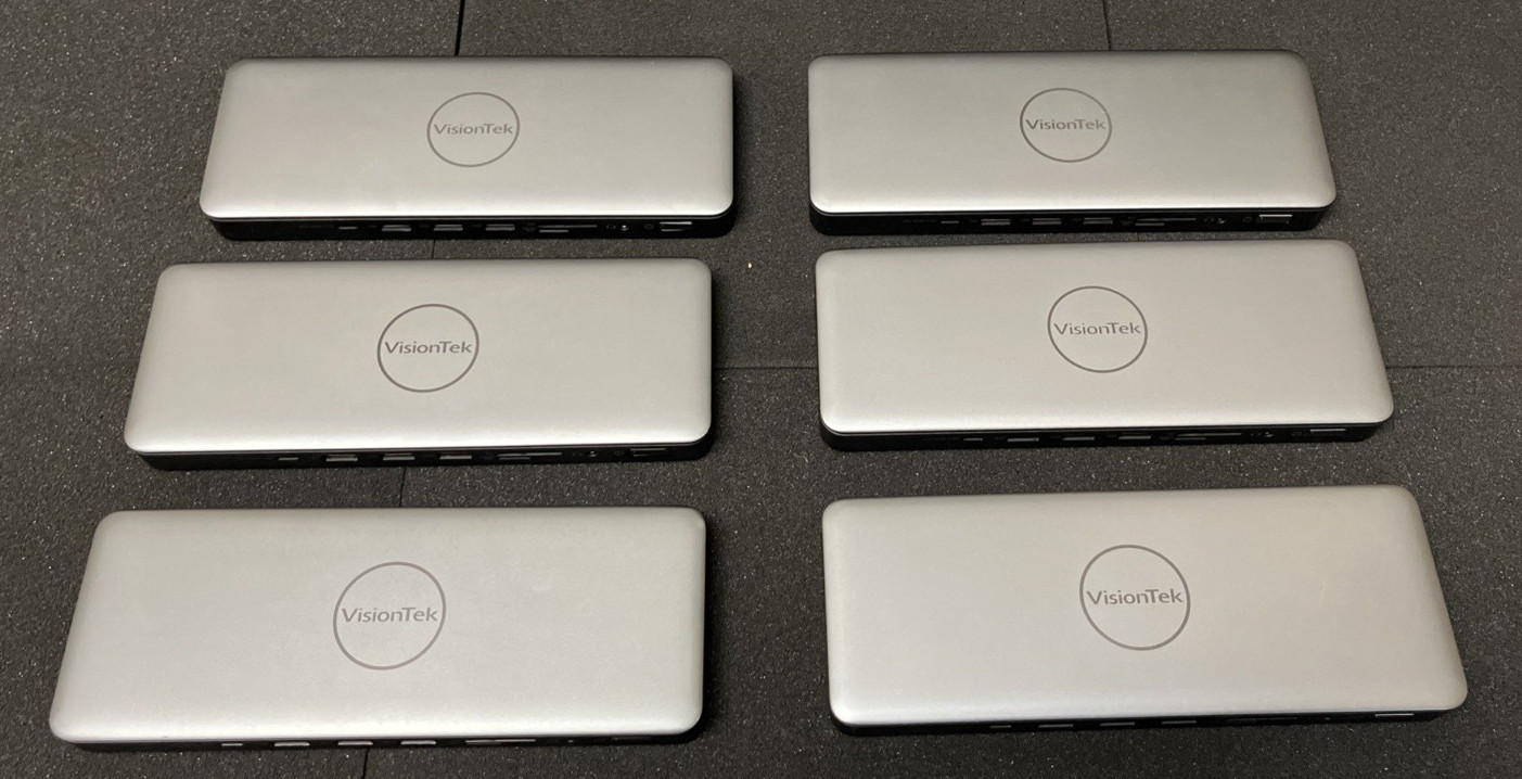 Lot of 6 VisionTek USB-C Dual System KVM Docking Station VT2600 Grade B