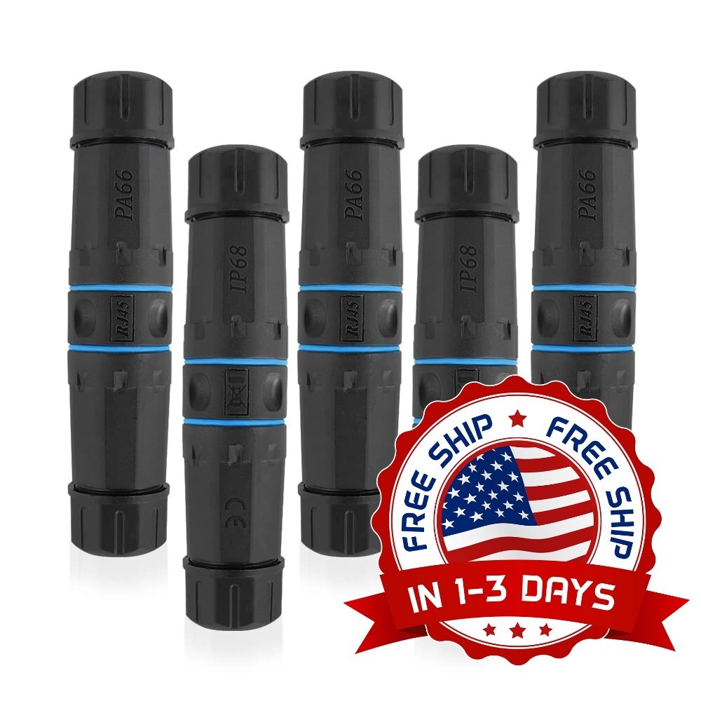 Acoplador Ethernet blindado hembra a hembra impermeable paquete de 5 color negro