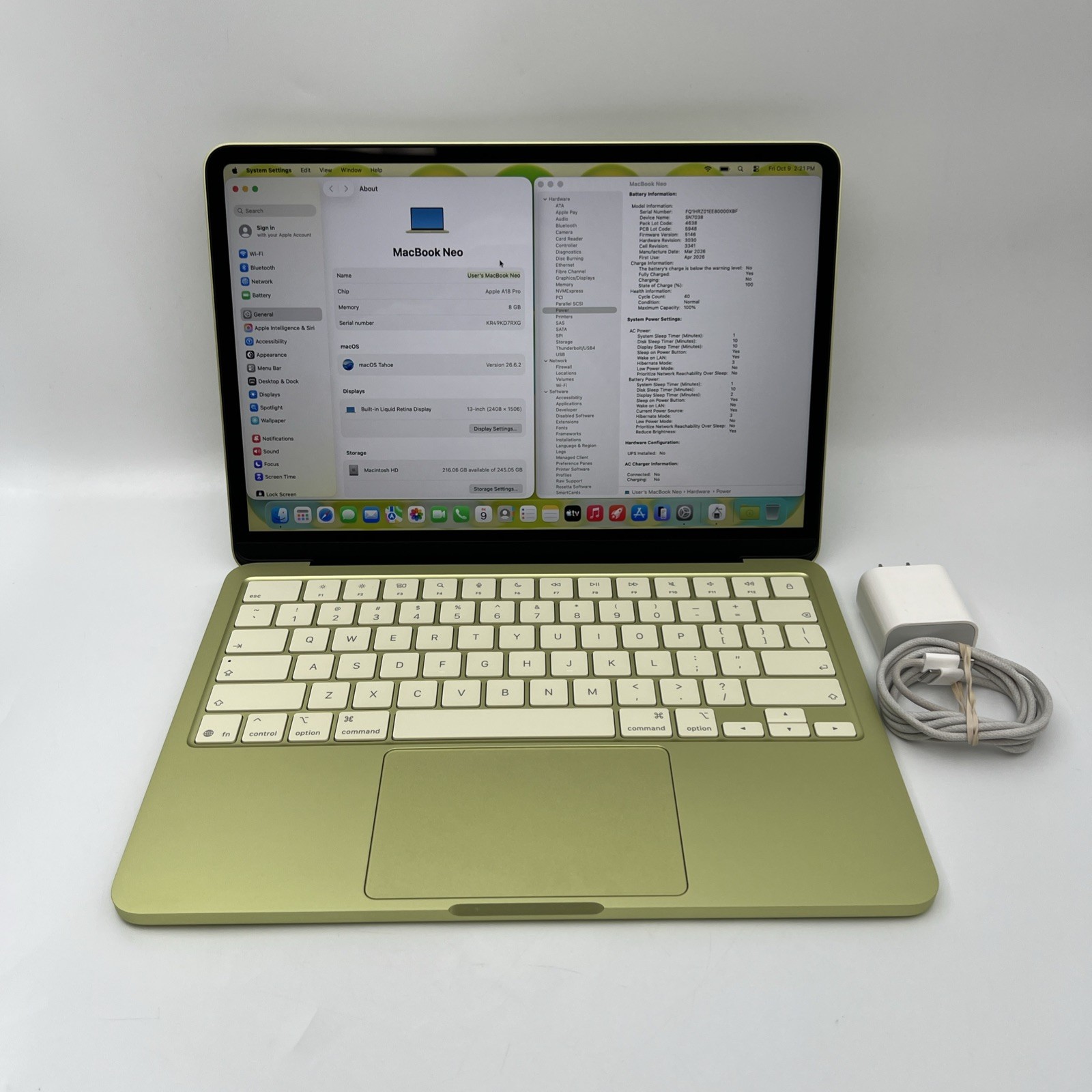 Apple MacBook Neo 13" Citrus 5C GPU 4.0GHz 8GB RAM 256GB SSD - Used Condition