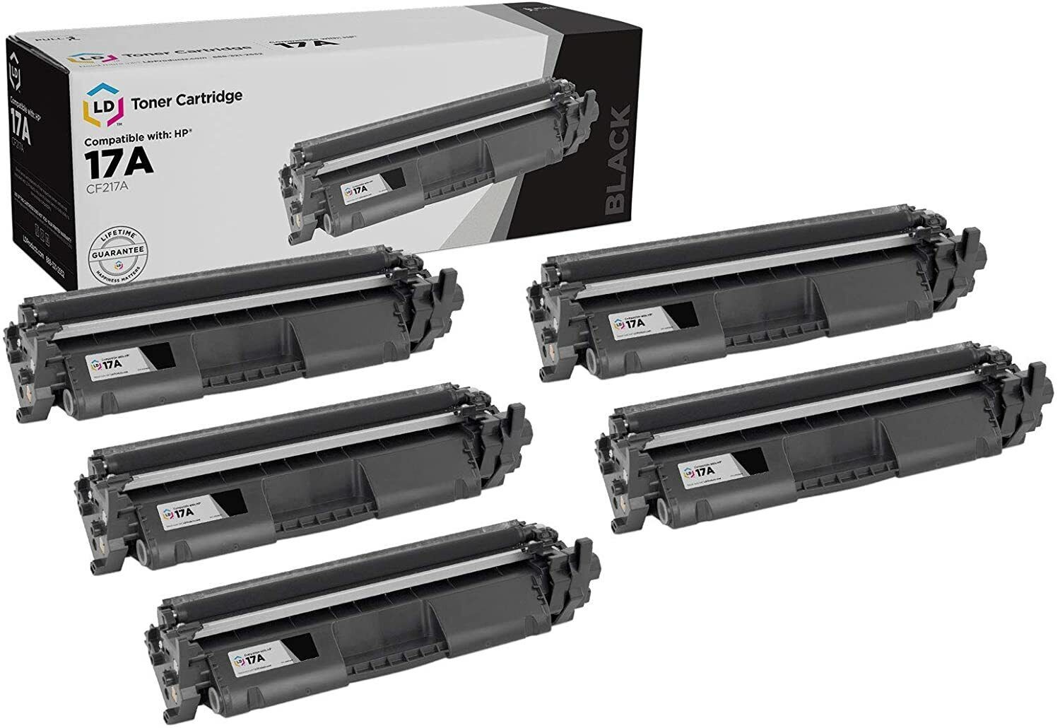 LD 5pk Comp Black Laser Toner Cartridge for HP 17A CF217A M102a M102 MFP 130a