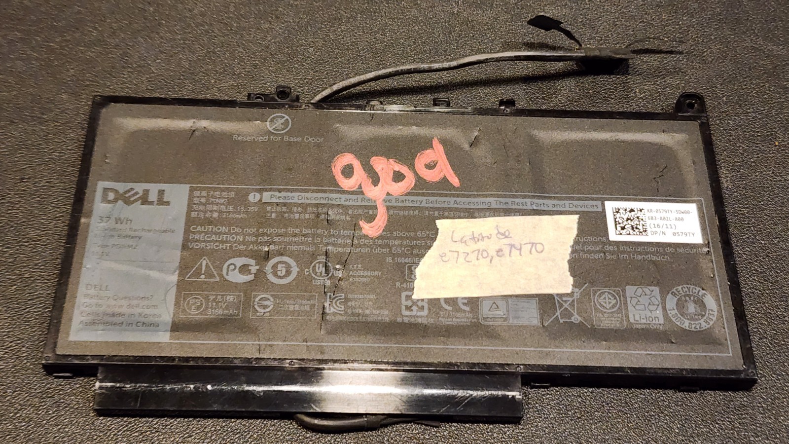 OEM Genuine PDNM2 Battery For Dell Latitude E7270 E7470 579TY 0F1KTM 37Wh 11.1V
