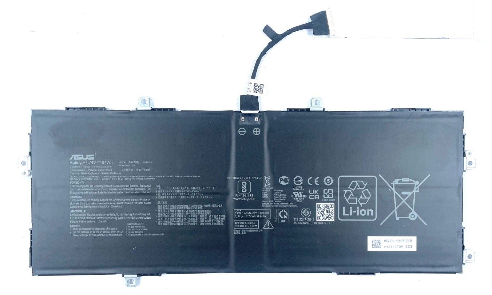 C22N2023 Battery Asus CXB170CKA-212 Laptop, 7.74V 67Wh 8440mAh Genuine