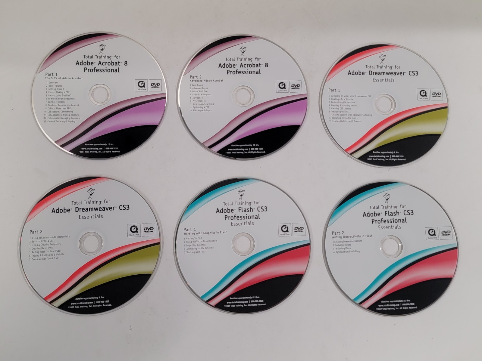 Adobe Training Loose DVDs - Acrobat 8 Professional, Dreamweaver CS3, Flash CS3