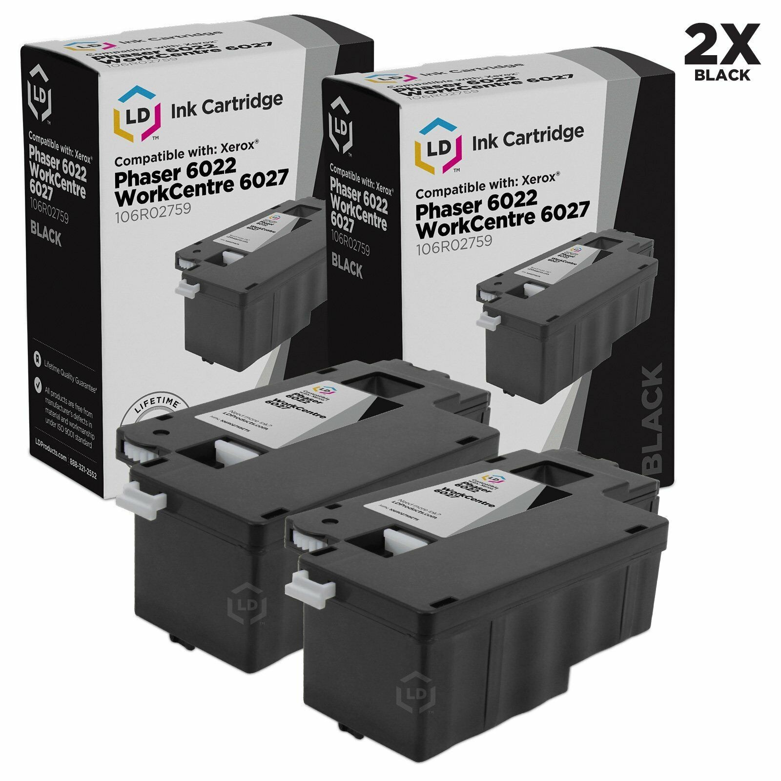 LD Compatible Xerox 106R02759 2PK Black Toner Cartridges for 6022/6027