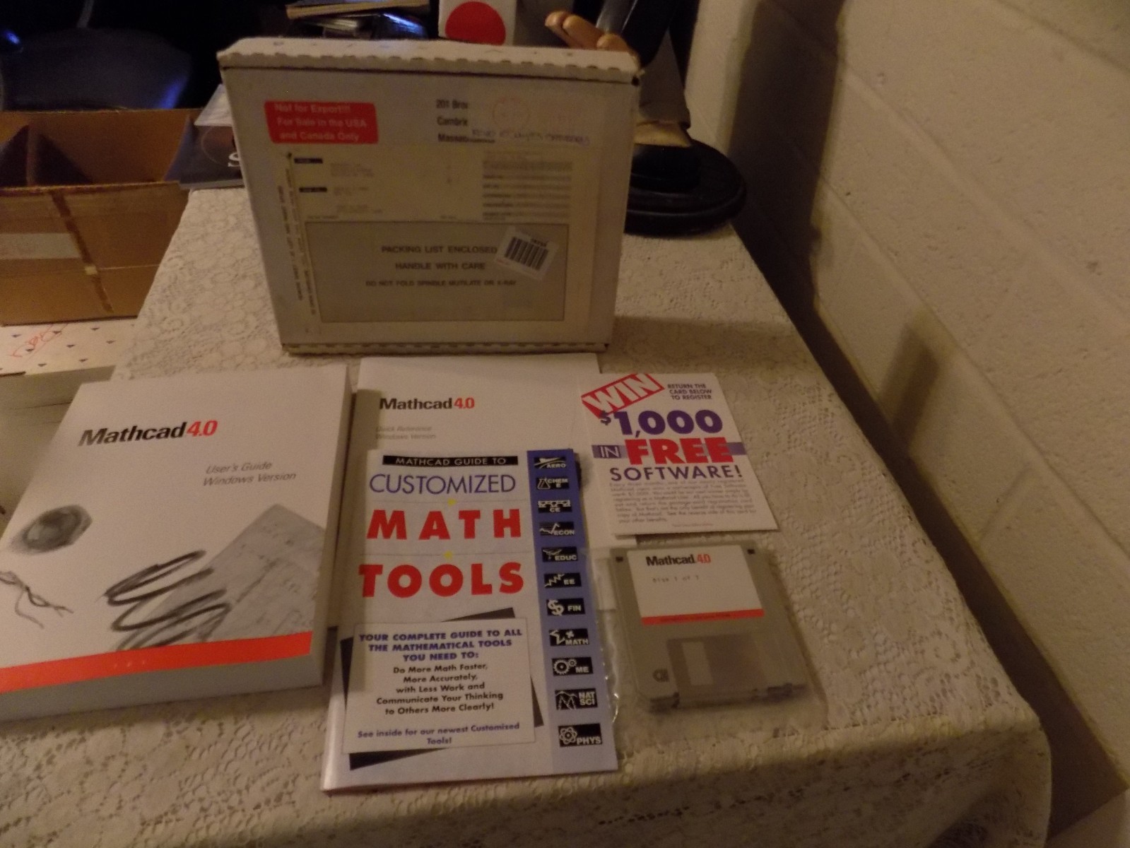 Mathcad 4.0 Vintage PC Software 3.5 in Floppy w User GuideQuick Ref Card Vintage