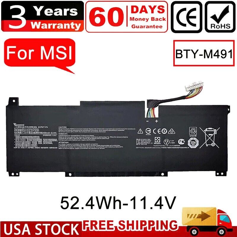 ✅BTY-M491 Laptop Battery For MSI Prestige 14 A11SB Series White Connector 52.4Wh
