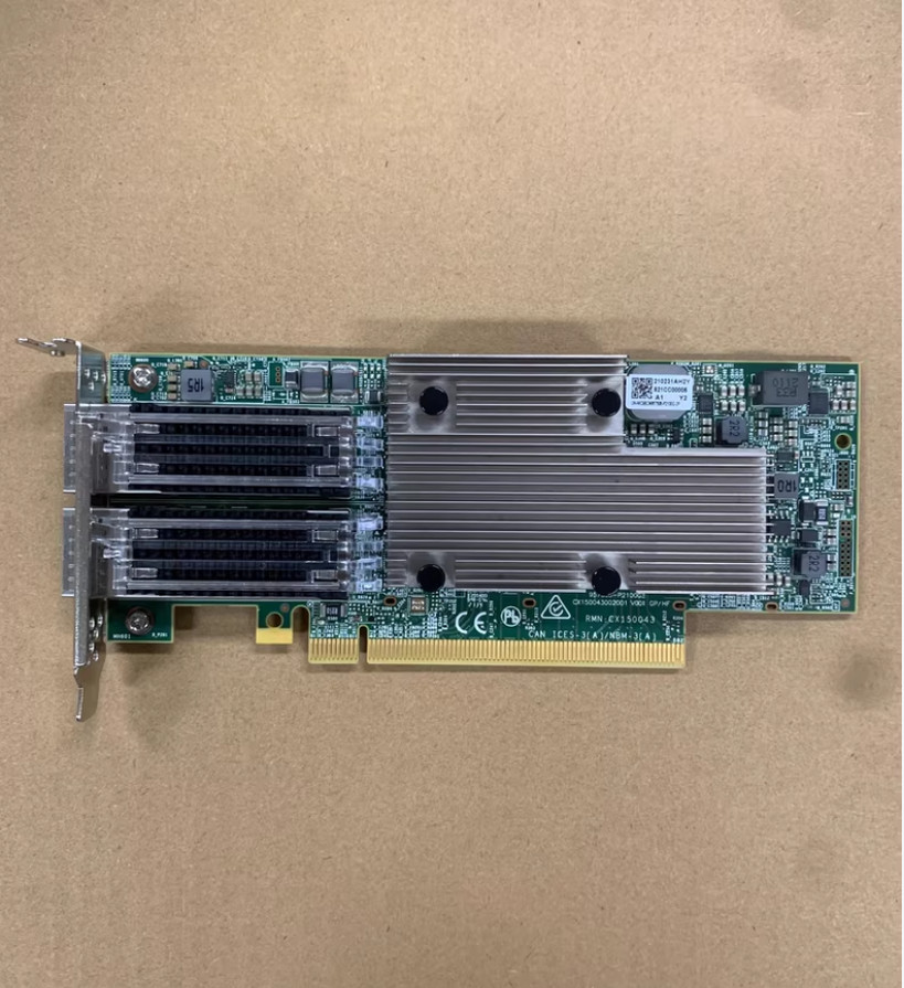 Used Broadcom BCM957508 -P2100G 100G QSFP56 PCIE Lan Card w/ low bracket