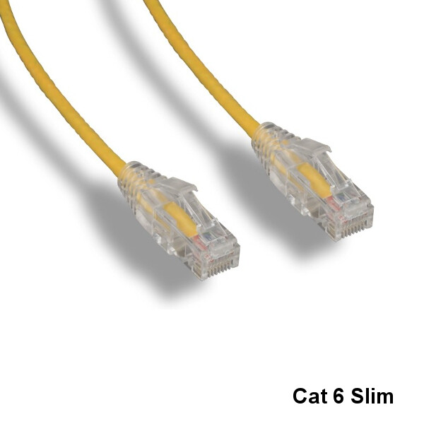 KNTK Yellow 10ft Slim Cat6 UTP Ethernet Patch Cord OD 3.6MM 28AWG Network RJ45