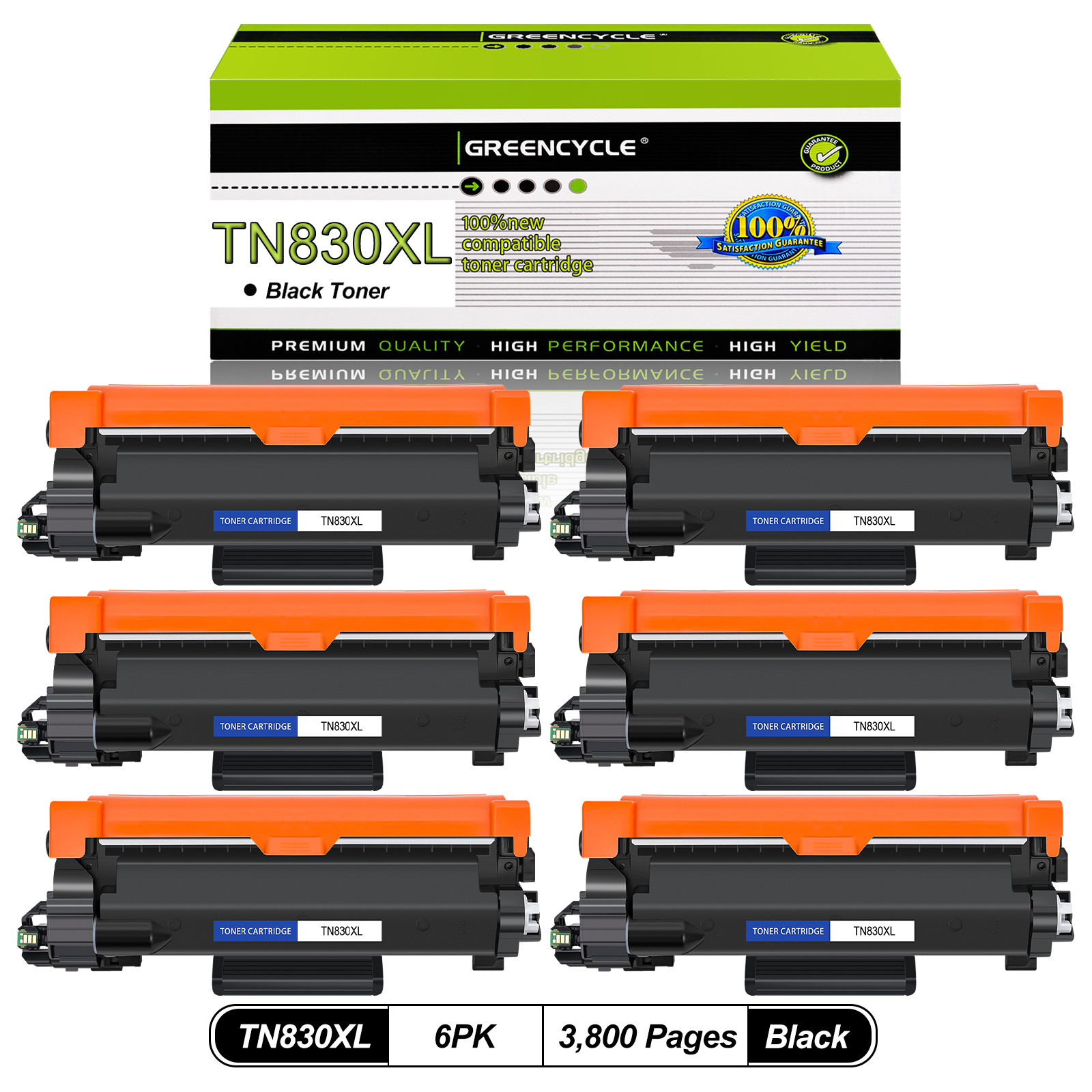 6PK TN830 TN830XL Toner Cartridge for Brother HL-L2460DWXL HL-L2465DW HL-L2467DW