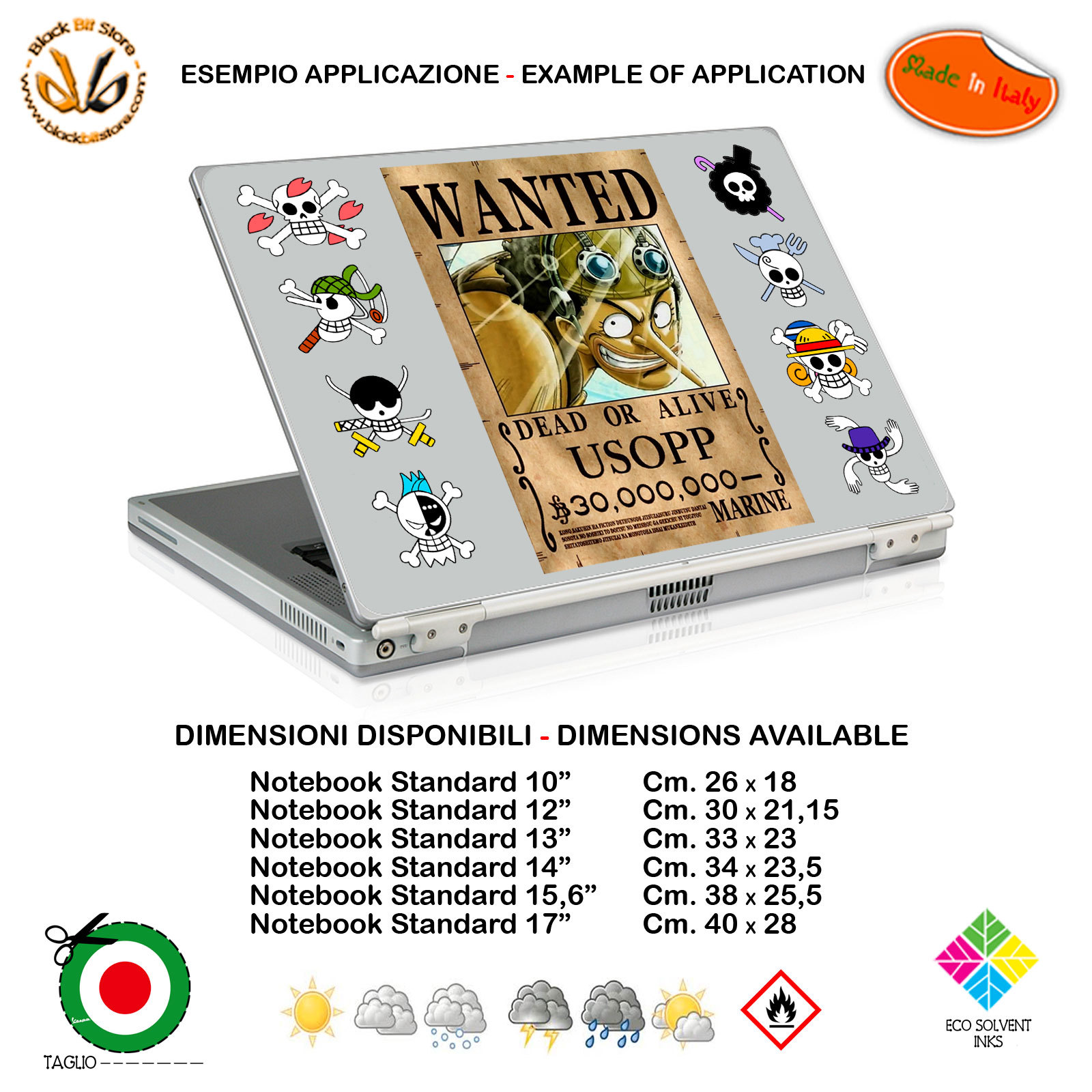 Wanted usopp one piece sticker notebook tablet sticker cartoon print pvc 9pcs