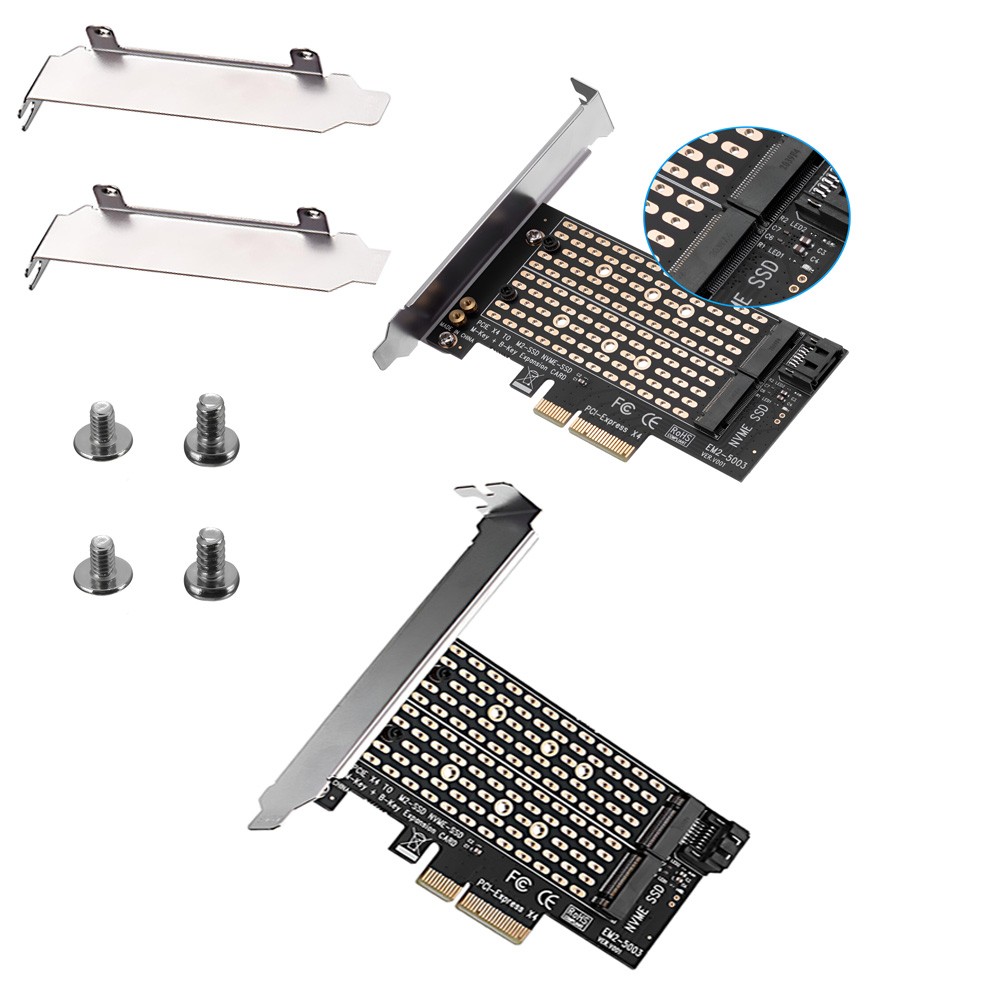 2Pcs M2 NGFF to Desktop PCIE x4 x8 NVMe SATA Dual SSD Express Adapter Card NEW