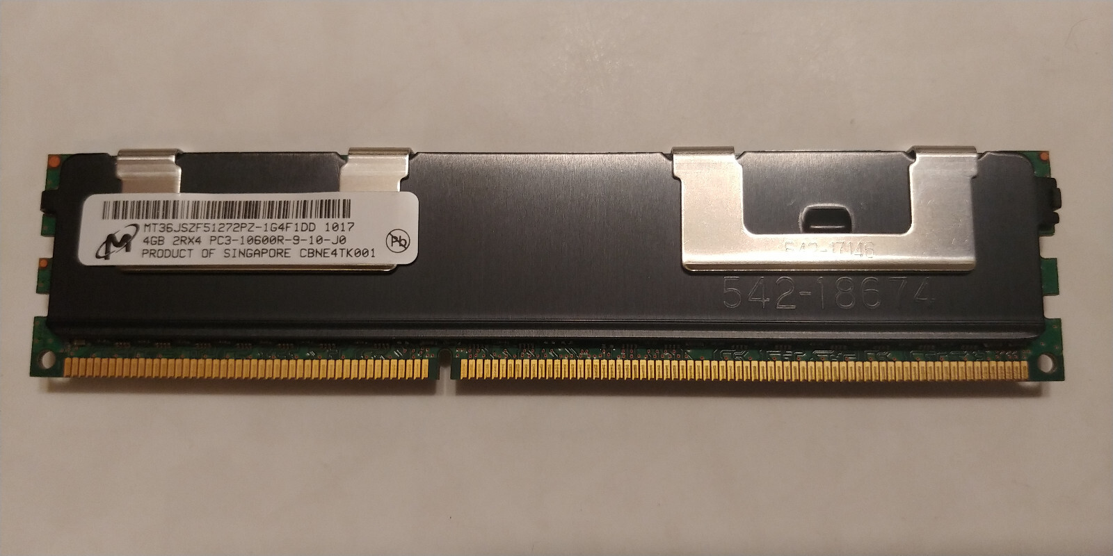 Micron 4GB (1x4GB) 2Rx4 PC3-10600R-9-10-J0 DDR3 ECC Server RAM