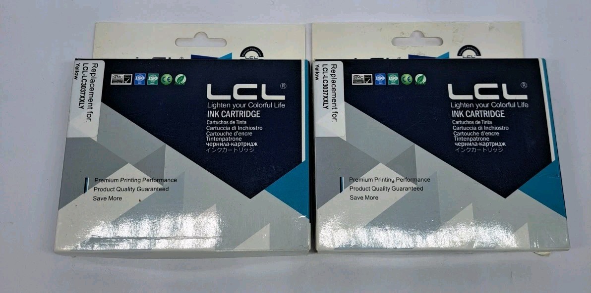 2 Pack New LCL Ink Cartridge LCL-LC3037XXLY Yellow Sealed