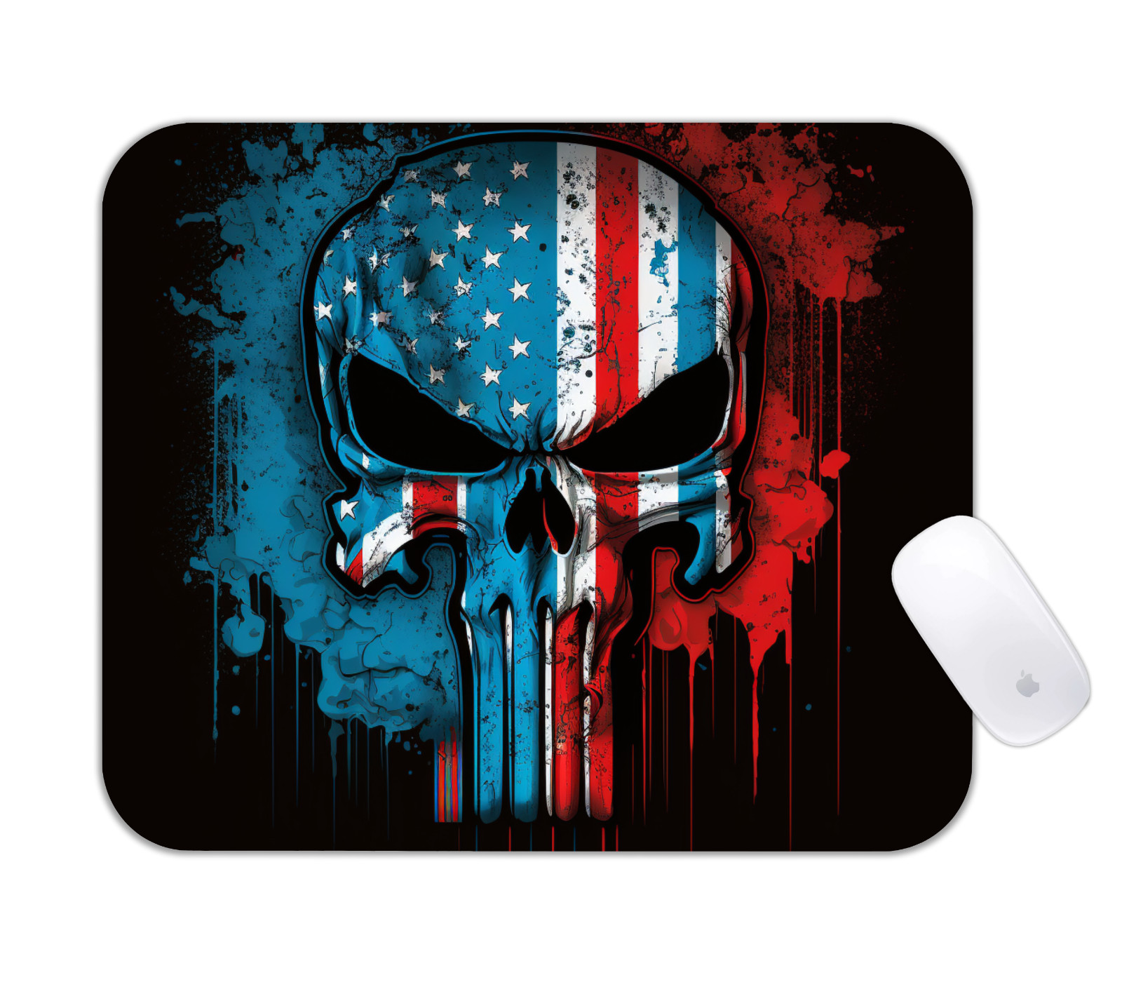 Patriotic Skull American Flag Desk Mat Tactical Gaming Mouse Pad