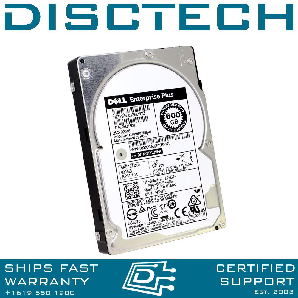 Dell N6HYK / Hitachi 0B33077 / HUC101860CSS204 600GB 10K 12Gbps 2.5" SFF HDD