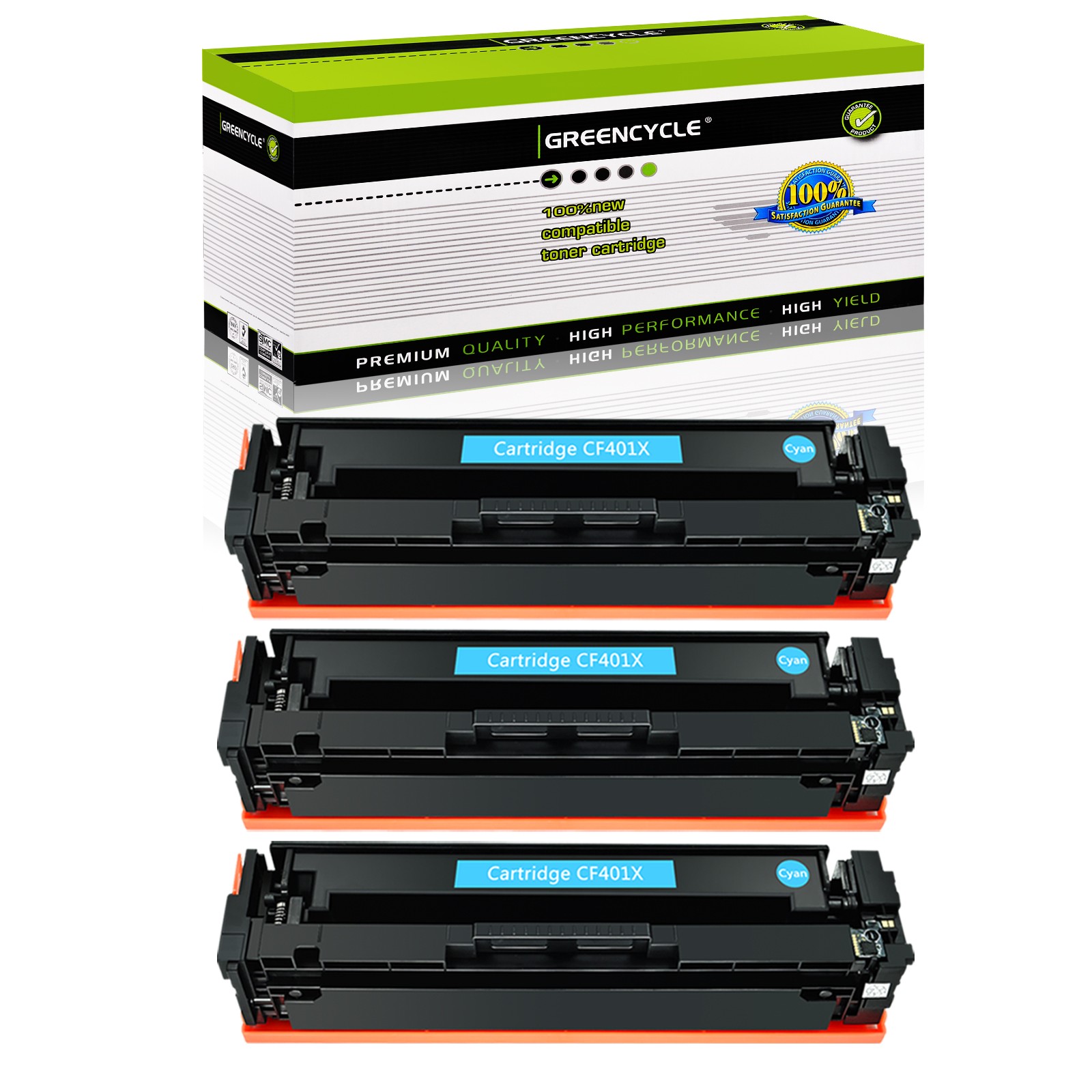 3PK CF401X 201X Toner Cartridge Fits For HP Color Laserjet M252dw M277dw M252dn