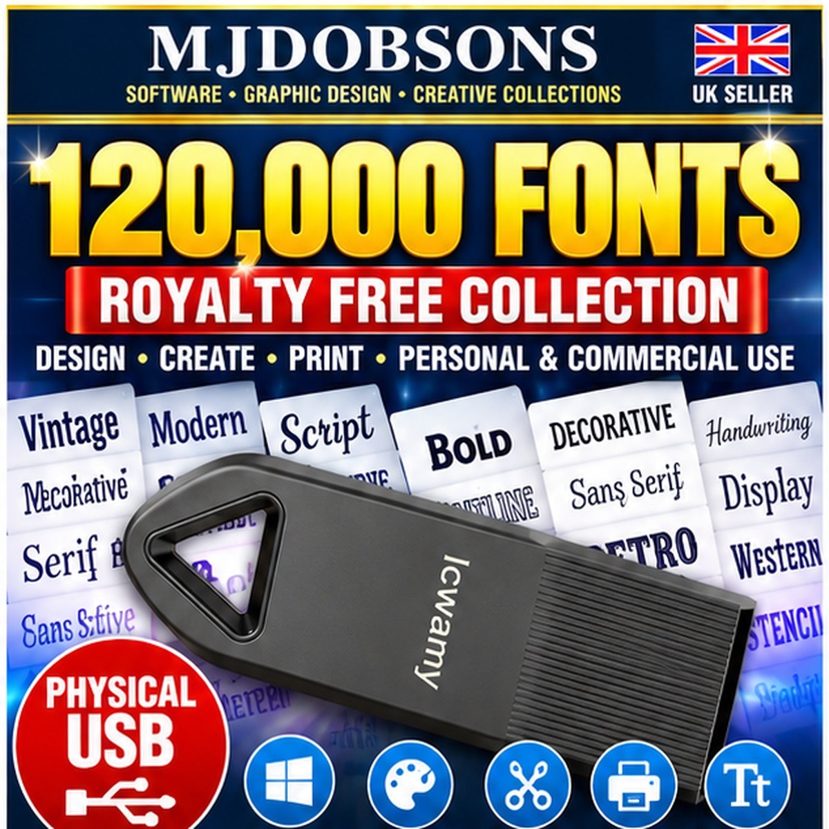 Design Cards Verses Fonts USB Royalty Free Fonts Collection Windows PC Graphic 
