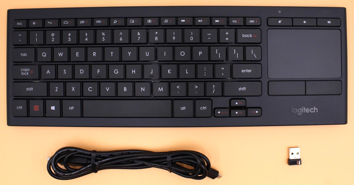 Logitech K830 Wireless Illuminated Keyboard w/ Touch Pad & USB Dongle - Tested
