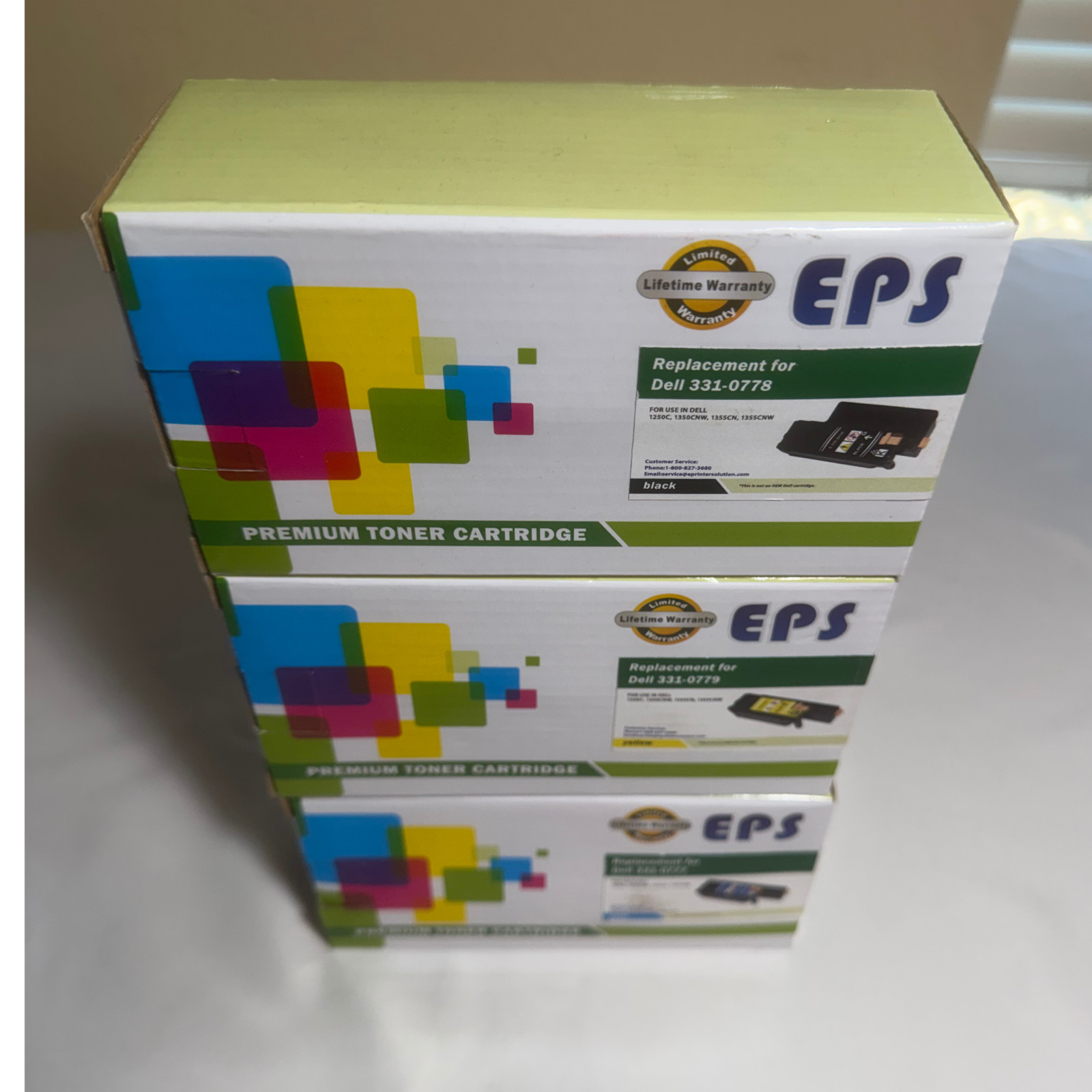 3-Pack Compatible Toner for Dell 331-0777 331-0778 331-0779 Cyan Black Yellow