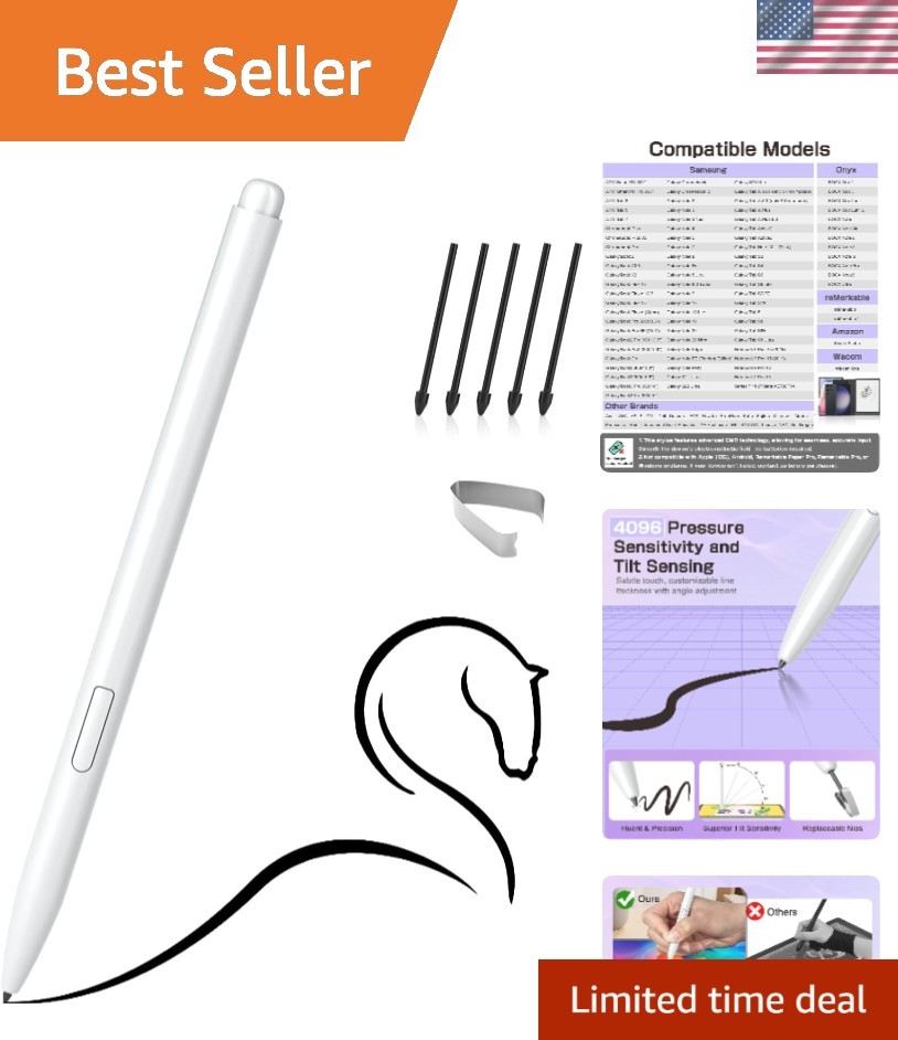 Versatile EMR Stylus for Remarkable & Samsung Devices - 4096 Sensitivity, 5 Tips