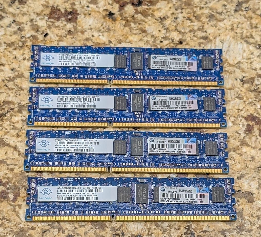 NANYA NT4GC72C4PGONL-CG Server Memory 4x4GB, 16GB ECC 2Rx4 SERVER, HP 664688