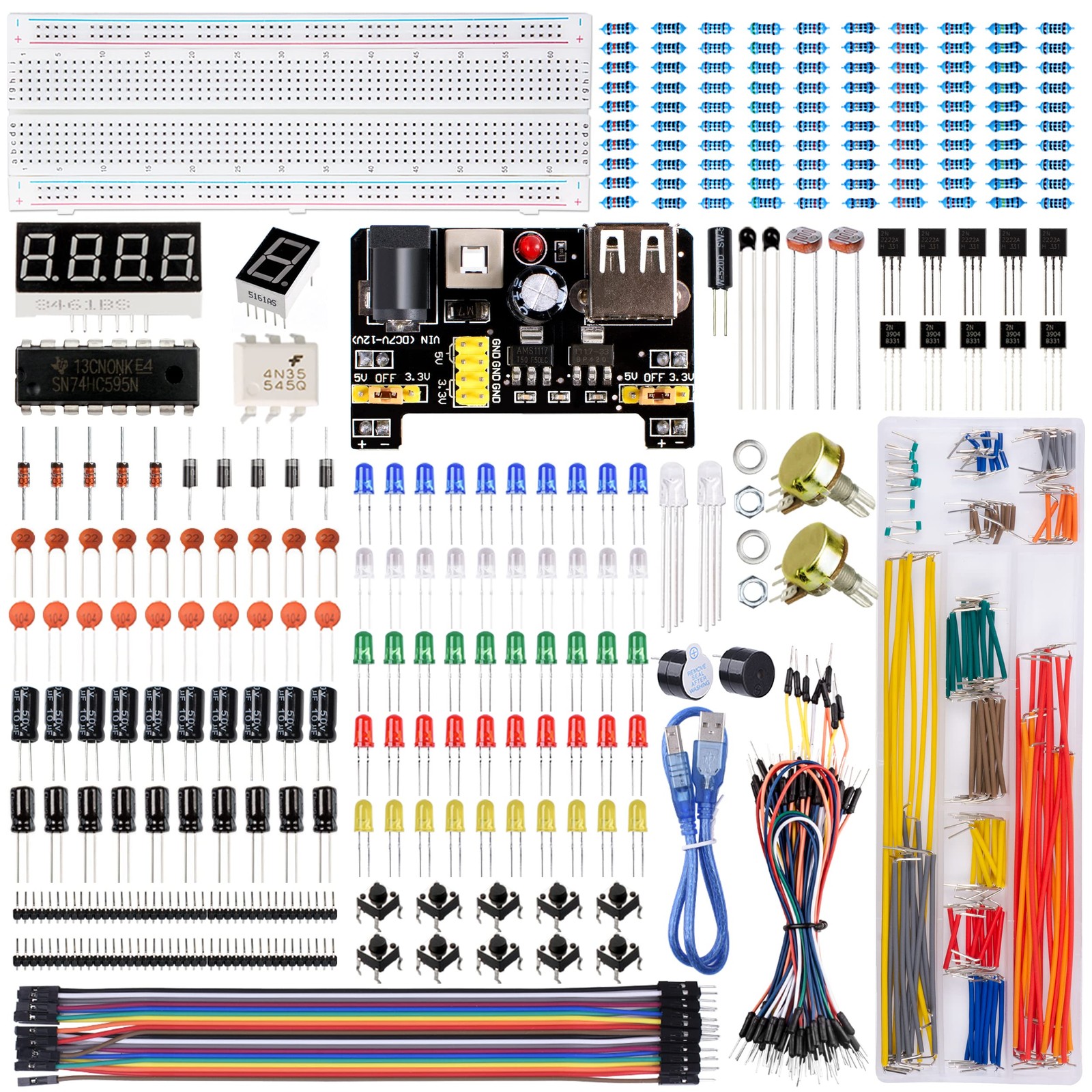 Electronics Component Kit with Breadboard Compatible with Arduino