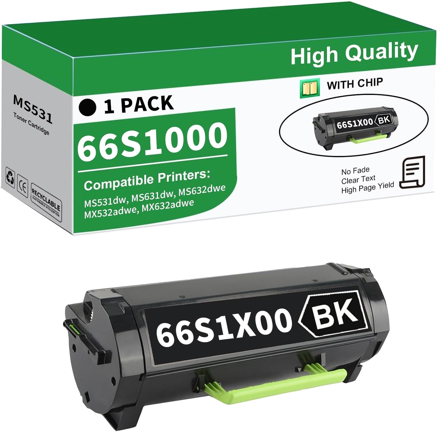 66S1X00 High Yield Black Toner Cartridge for Lexmark MS631 MS632 MX632 Printers