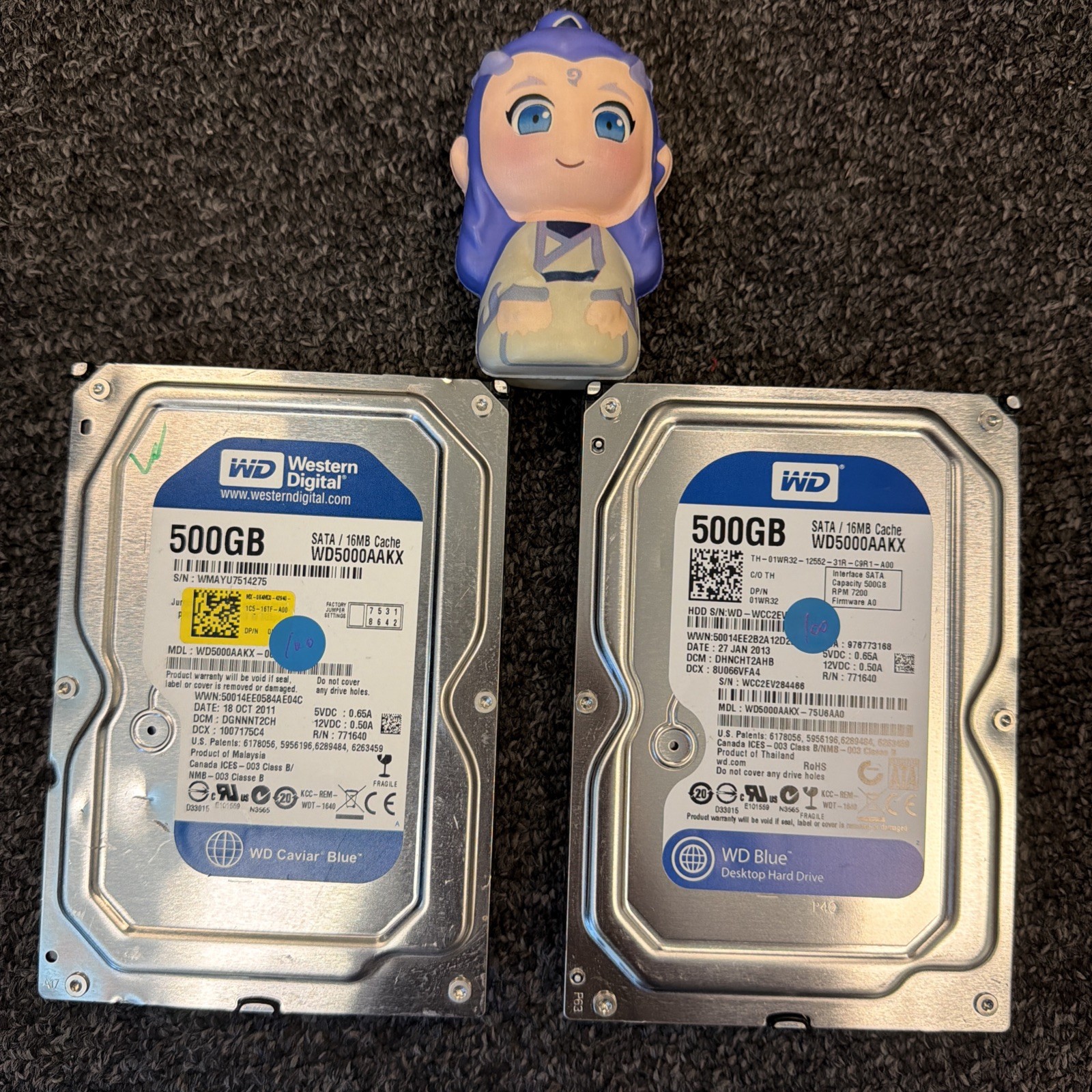 Lot Of 2 01WR32 Dell 500GB 7.2K SATA 3.5" Hard Drive 1WR32