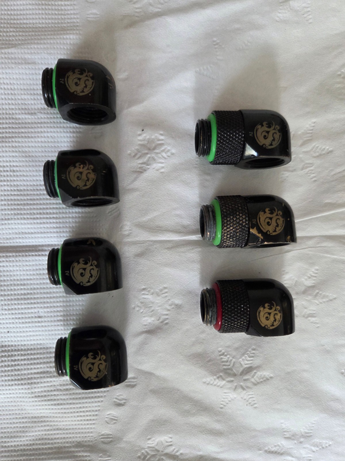 Bitspower Carbon Black G1/4 Set of 7 90deg Adapter Rotary Used For Any Tube Size