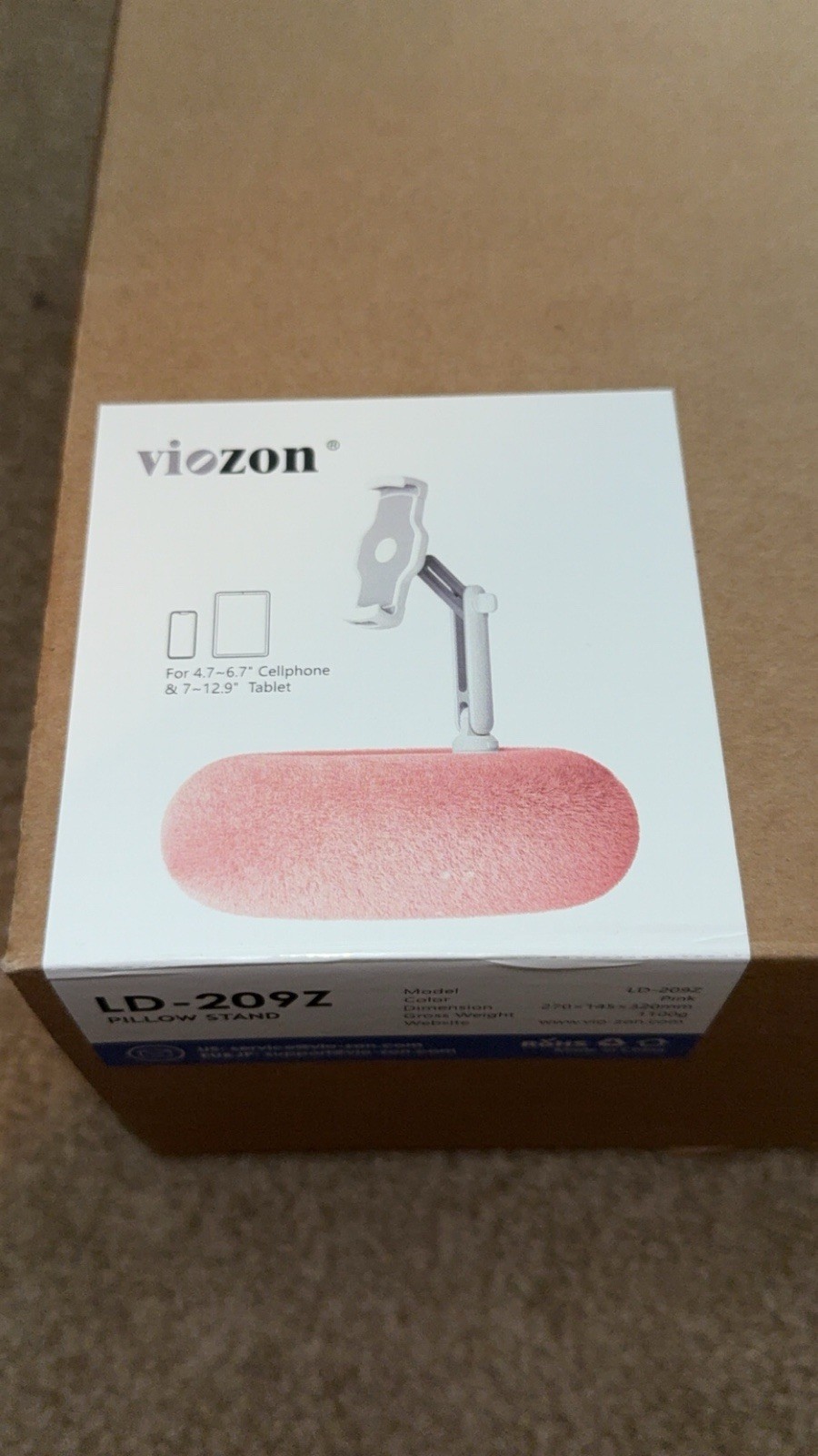 Viozon Tablet Stand Pillow, Compatible with 4.7"-13" Phone/Tablet, iPad, Pink 