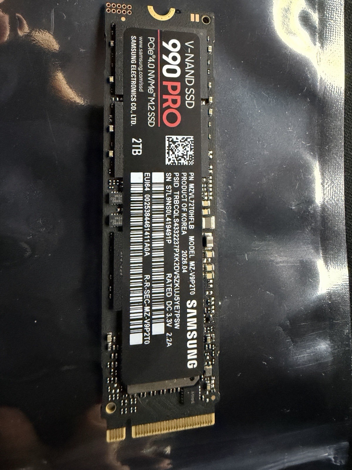 Samsung 990 PRO 2TB M.2 NVMe PCIe 4.0 Internal SSD V-NAND Black MZ-V9P2T0