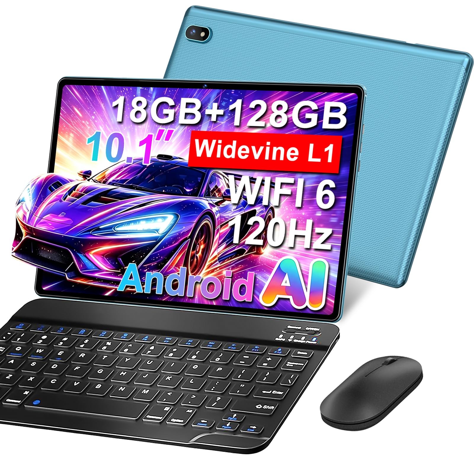 DMOAO 2026 Tablet 10.1 Inch 2-in-1 Android with inches, Blue