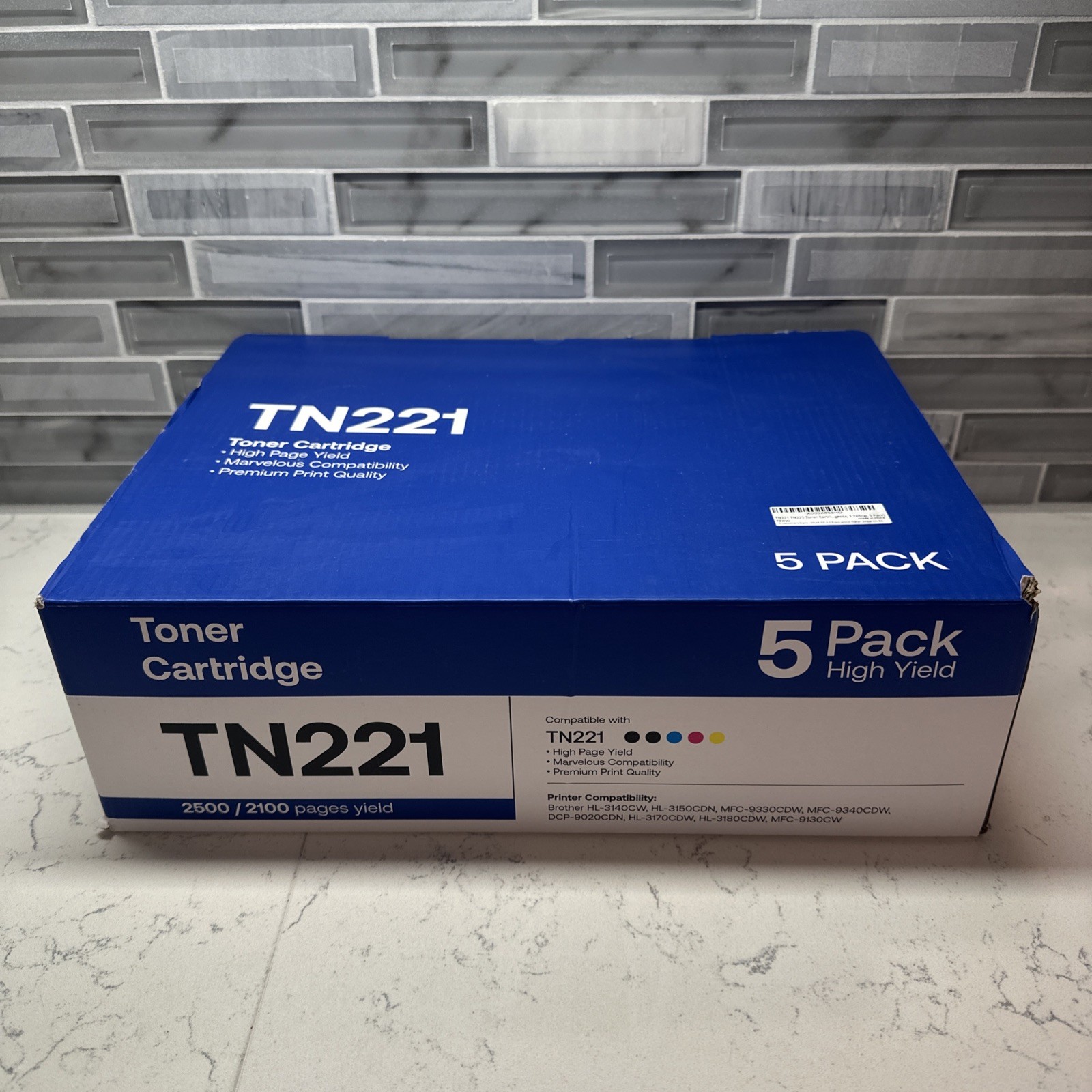 5 Pack TN-221 TN-225 C/M/Y/Bk  Toner Set For Brother HL-3140CW HL-3170CDW