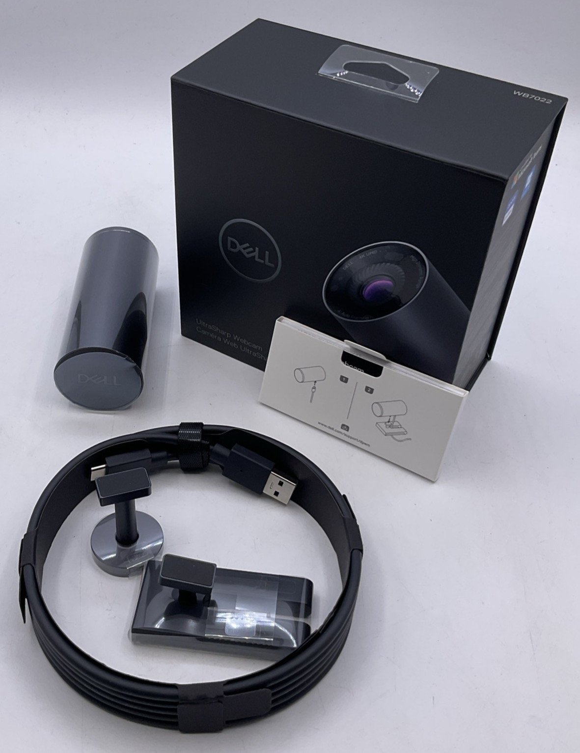 Dell UltraSharp WB7022 4K UHD USB Webcam With Mounts Cable Open Box