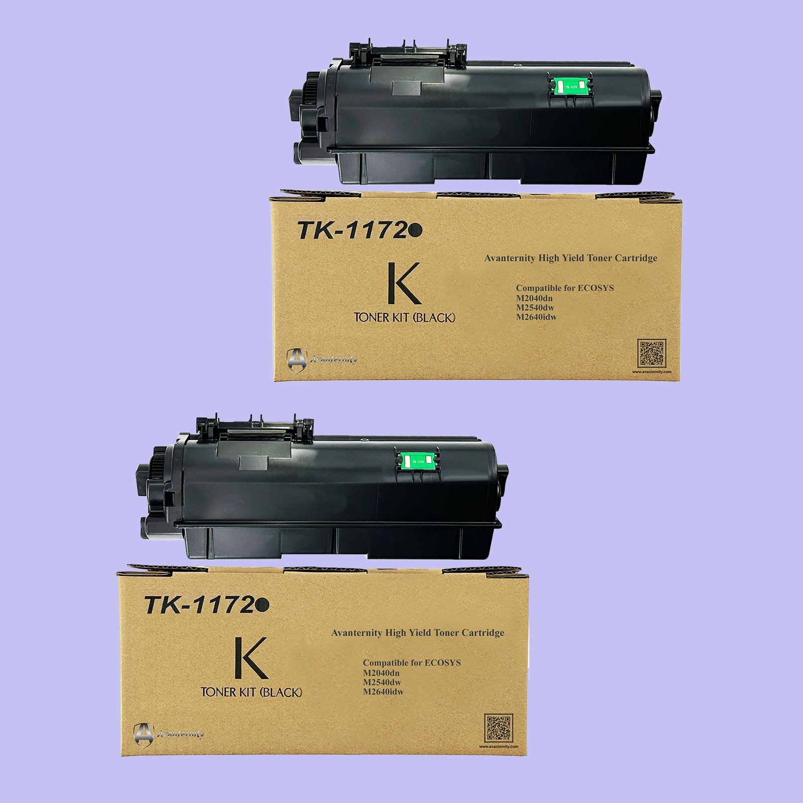 Compatible Kyocera TK-1172 TK1172 Toner Kit, 2 Packs of Black