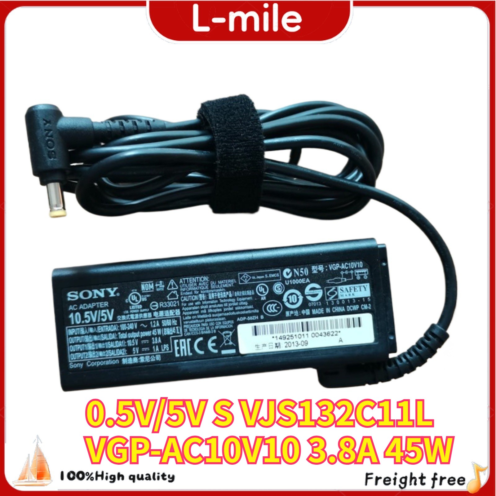 VJS132C11L AC Adapter OEM for Sony Vaio 10.5V/5V S VGP-AC10V10 3.8A 45W