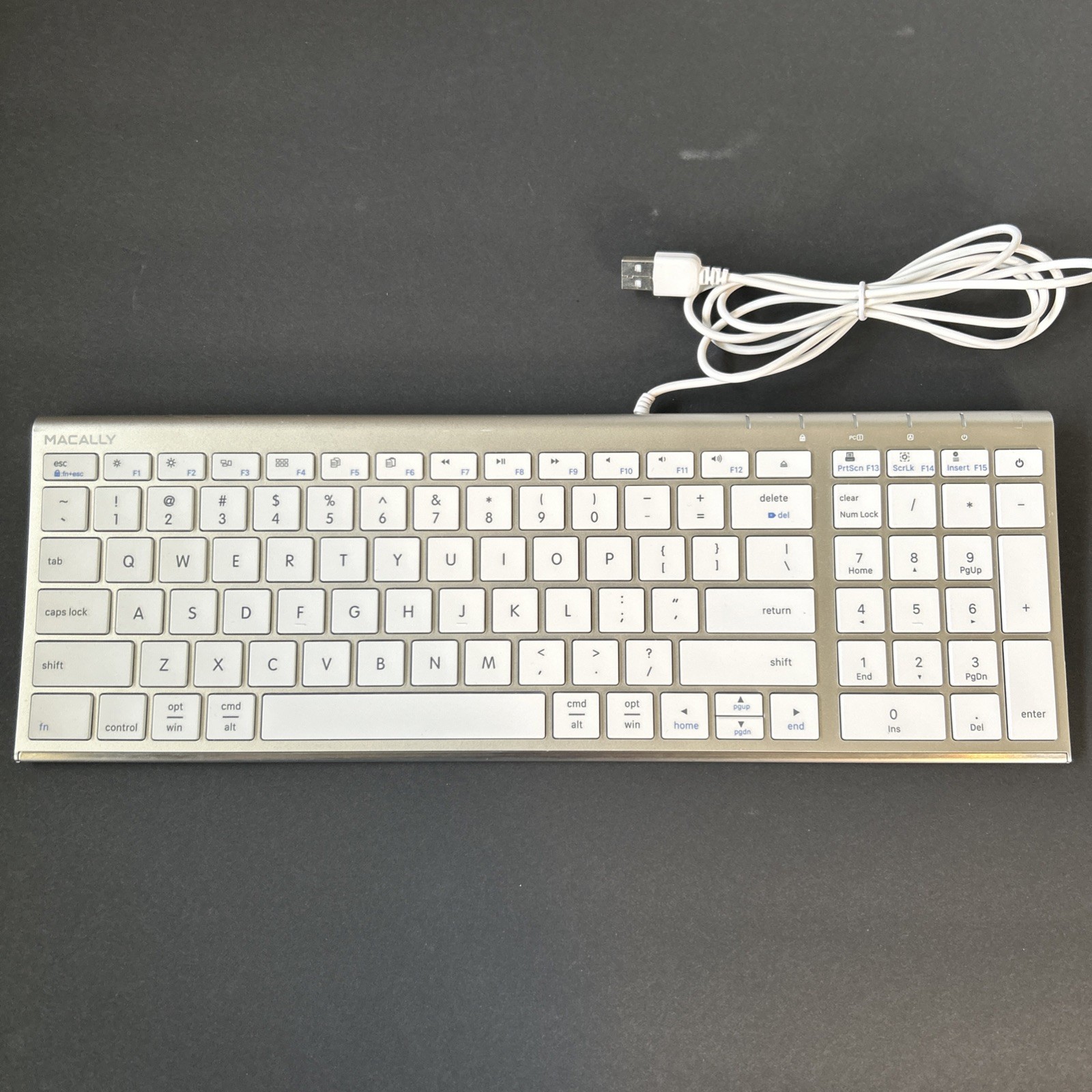 MACALLY Compact 98-Key USB Wired Keyboard for MAC & PC, Model ACEKEY2MA   USED