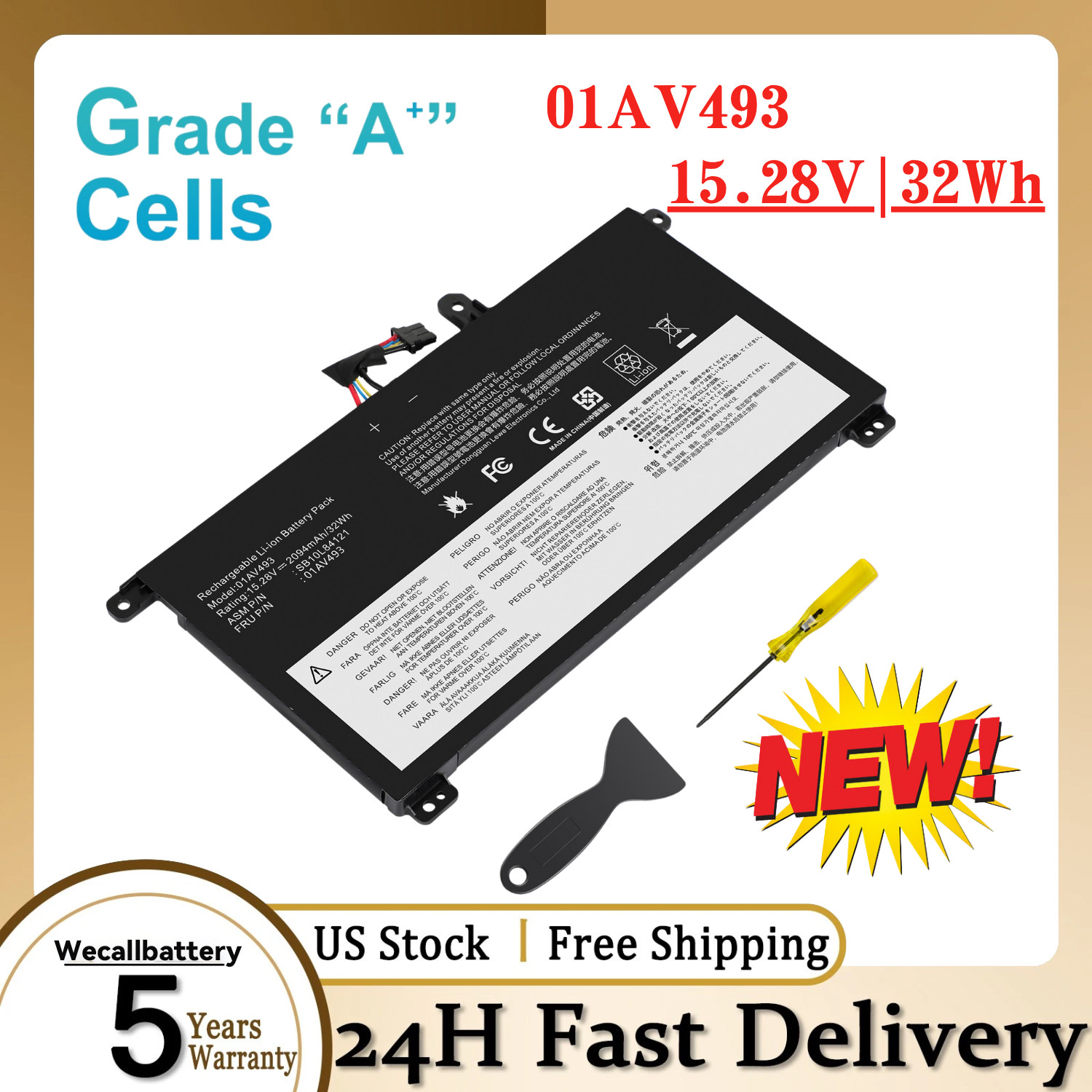 01AV493 00UR891 Internal Battery for Lenovo ThinkPad T570 T580 P51S P52S 00UR890