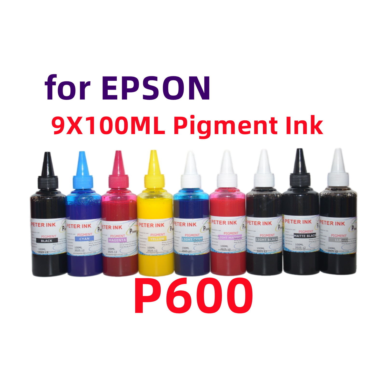 9X100ML Premium Pigment refill ink for SureColor SC P600 Printer T760