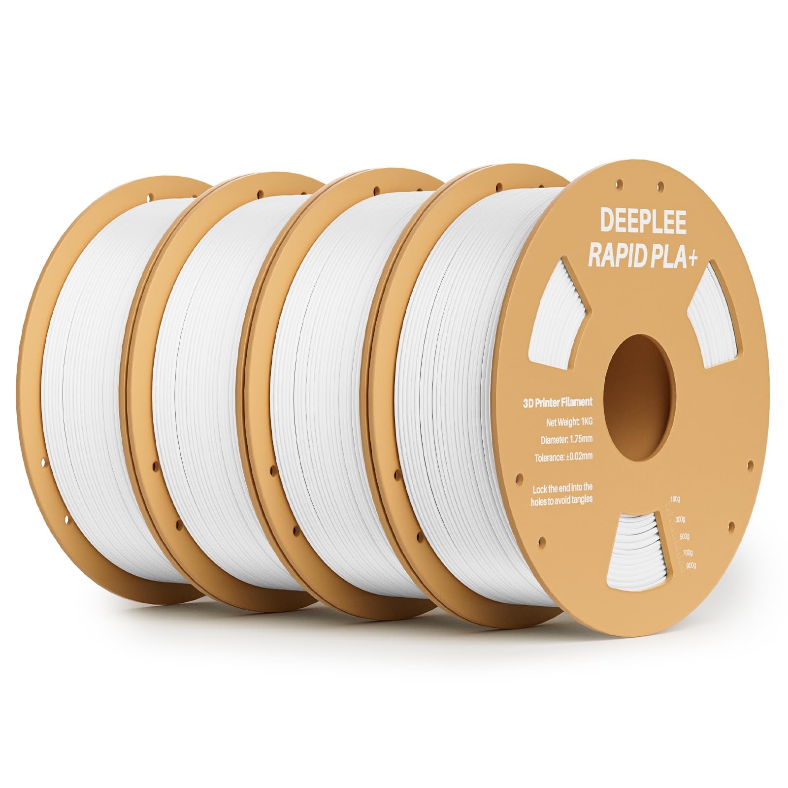 DEEPLEE Rapid PLA Plus Filament 1.75mm 4 Pack 1kg White